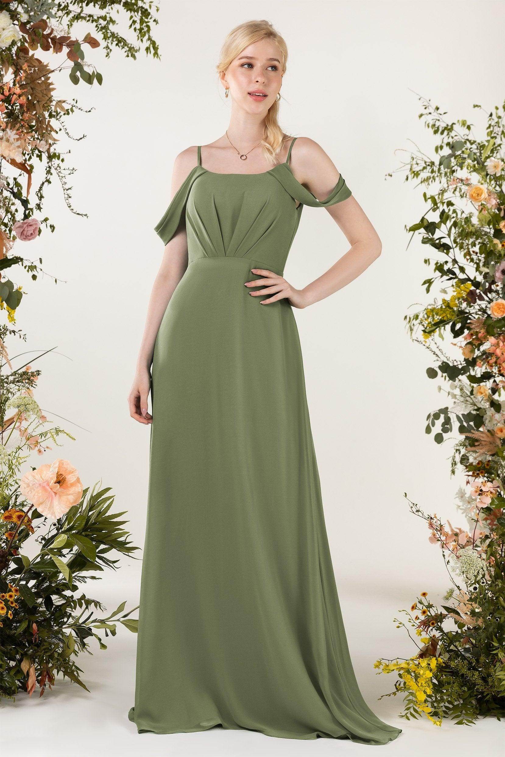Sheath Sweep-Brush Train Chiffon Bridesmaid Dress CB0453