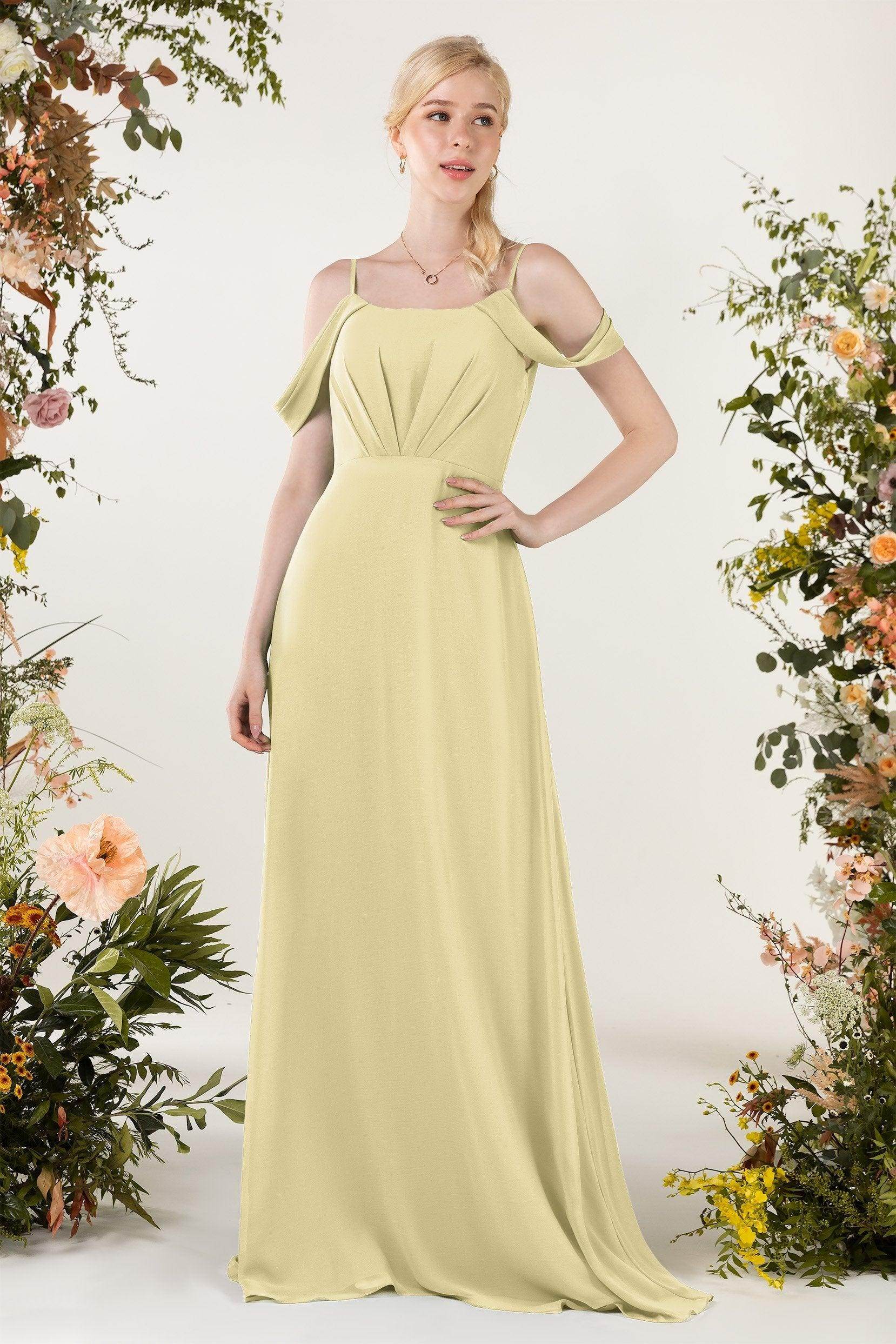 Sheath Sweep-Brush Train Chiffon Bridesmaid Dress CB0453