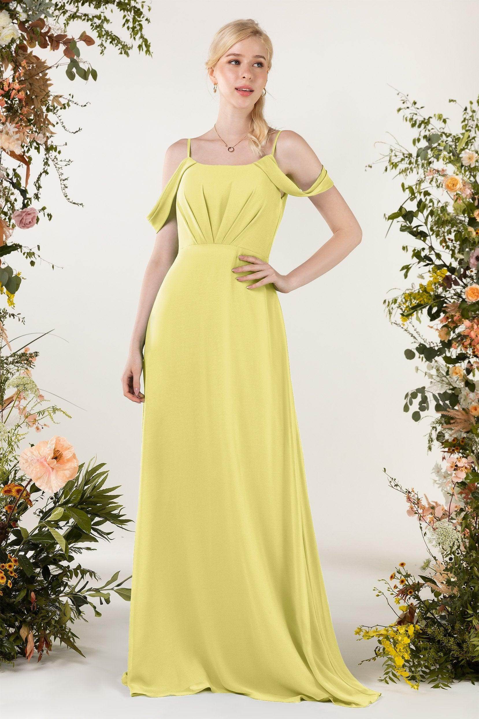 Sheath Sweep-Brush Train Chiffon Bridesmaid Dress CB0453
