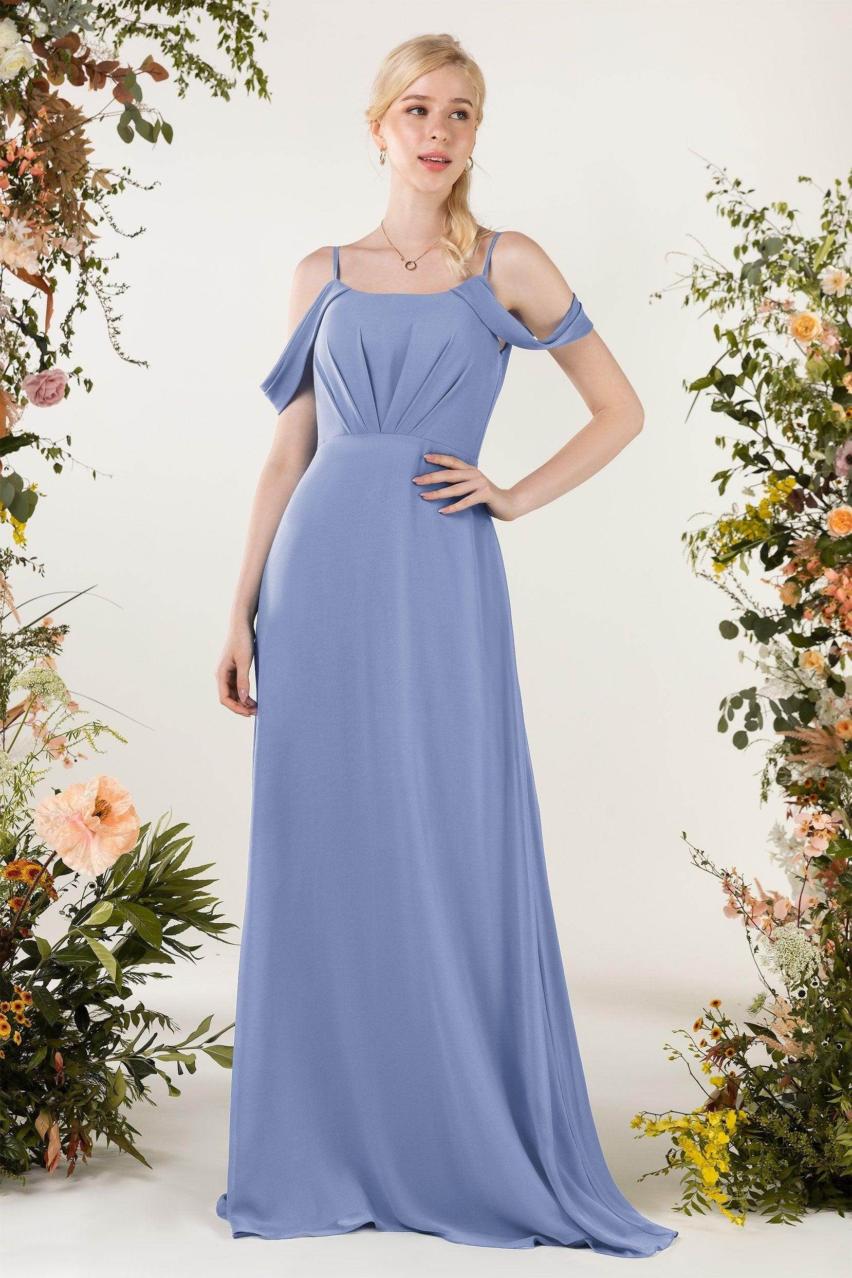 Sheath Sweep-Brush Train Chiffon Bridesmaid Dress CB0453