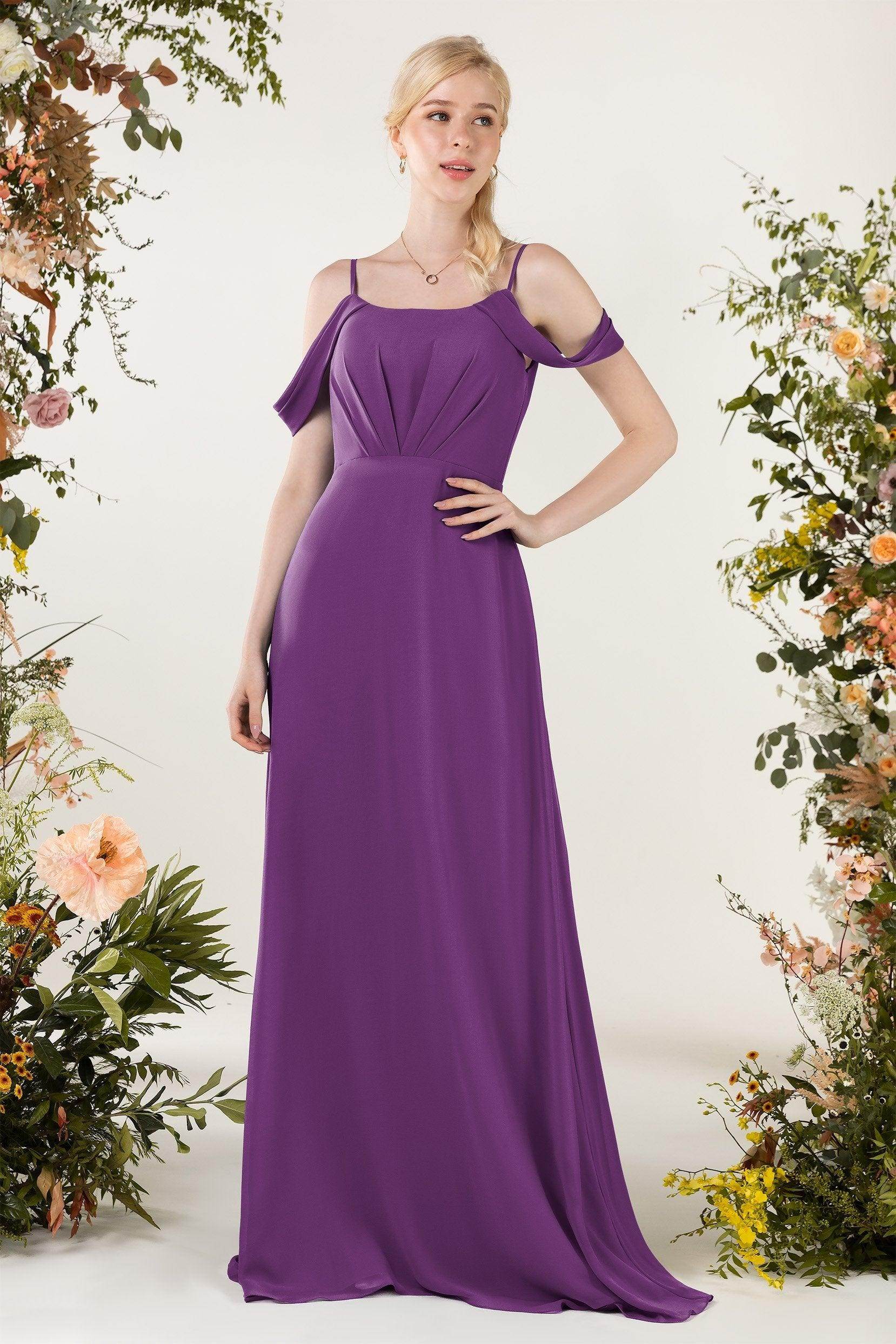 Sheath Sweep-Brush Train Chiffon Bridesmaid Dress CB0453