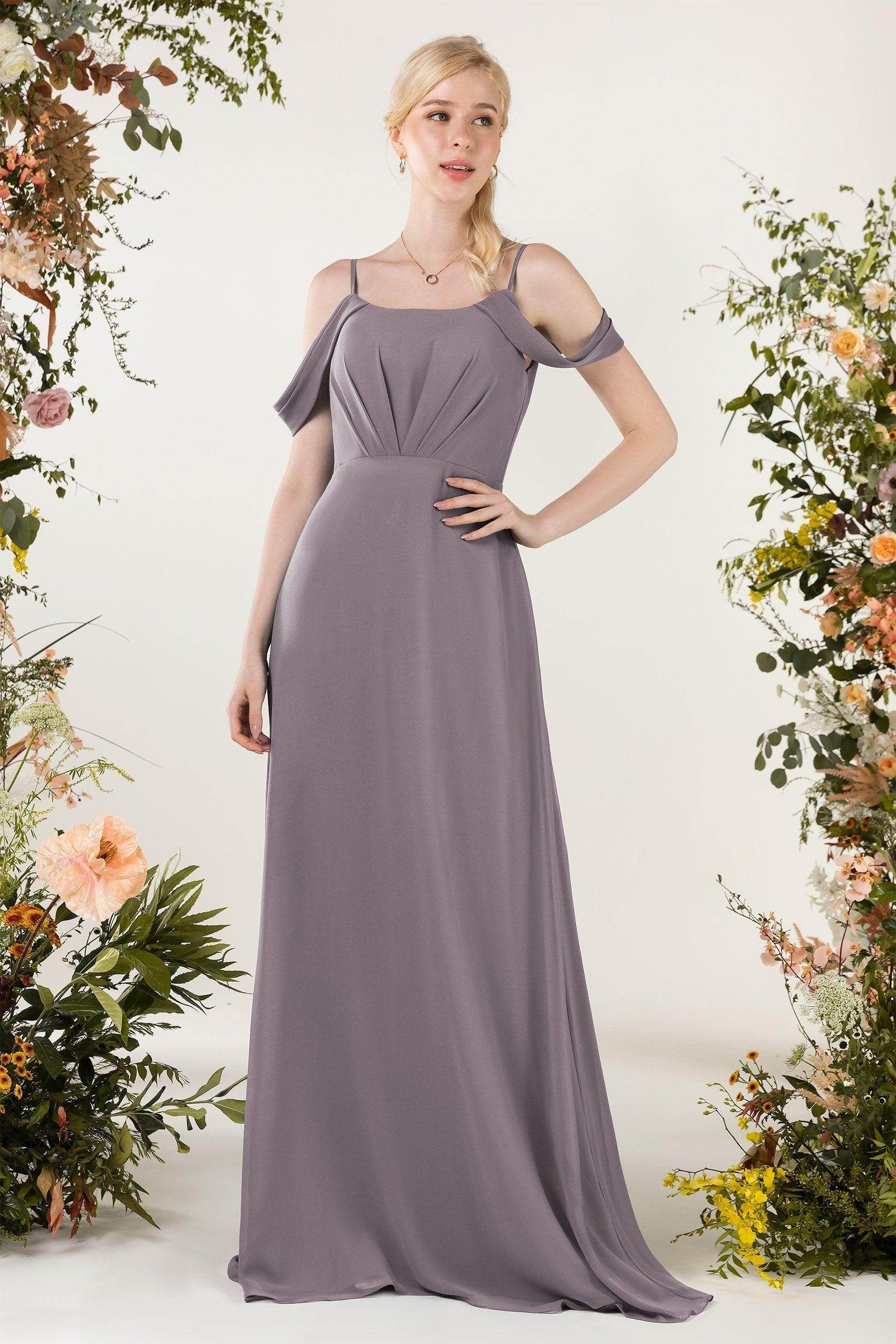 Sheath Sweep-Brush Train Chiffon Bridesmaid Dress CB0453