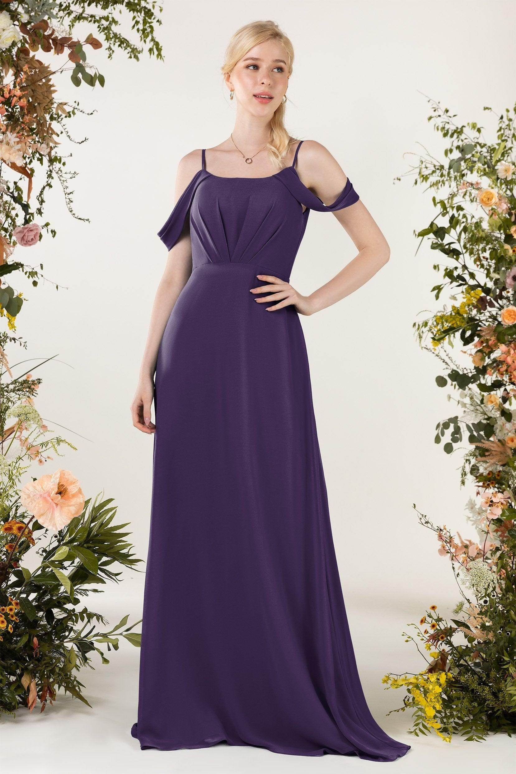 Sheath Sweep-Brush Train Chiffon Bridesmaid Dress CB0453