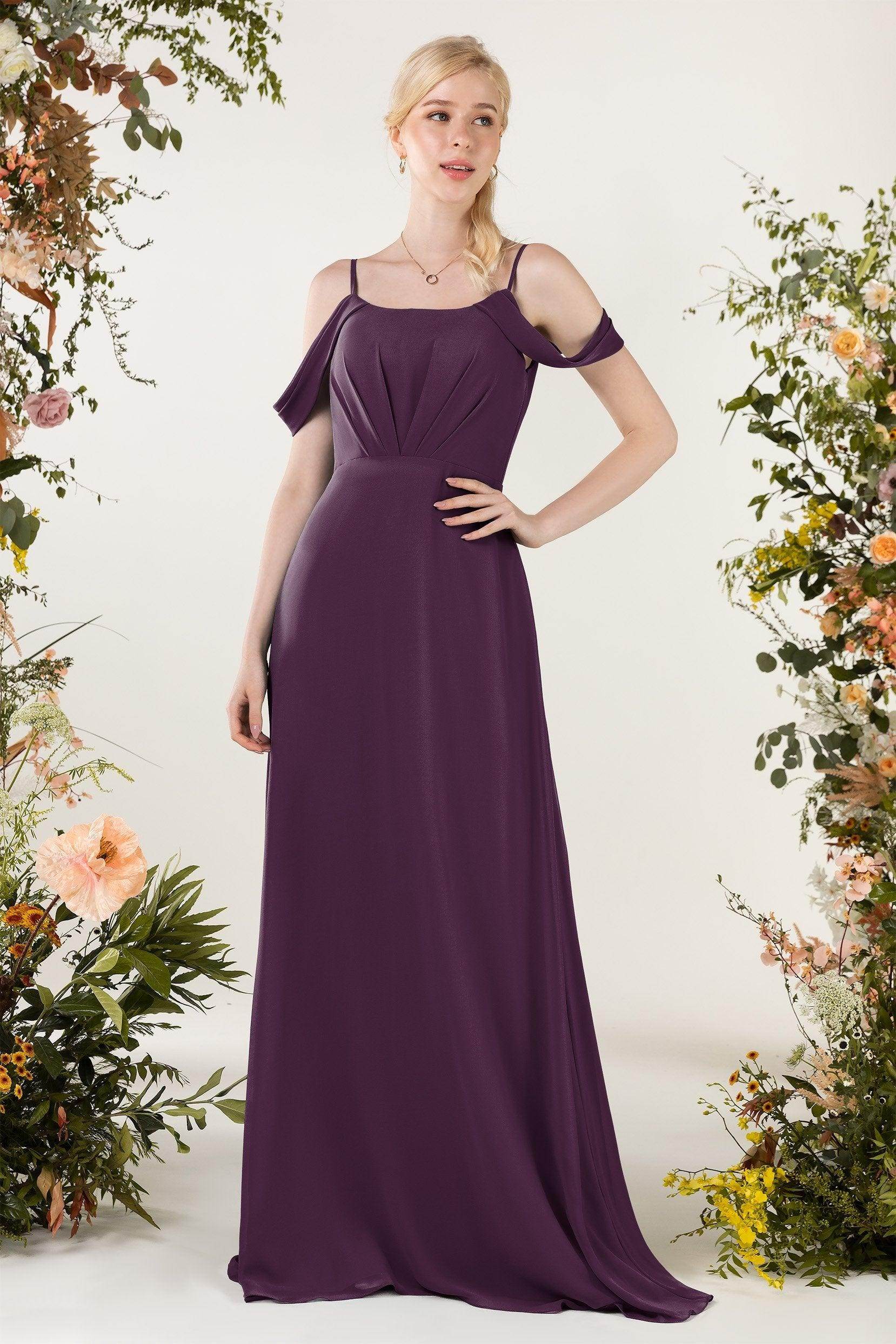 Sheath Sweep-Brush Train Chiffon Bridesmaid Dress CB0453