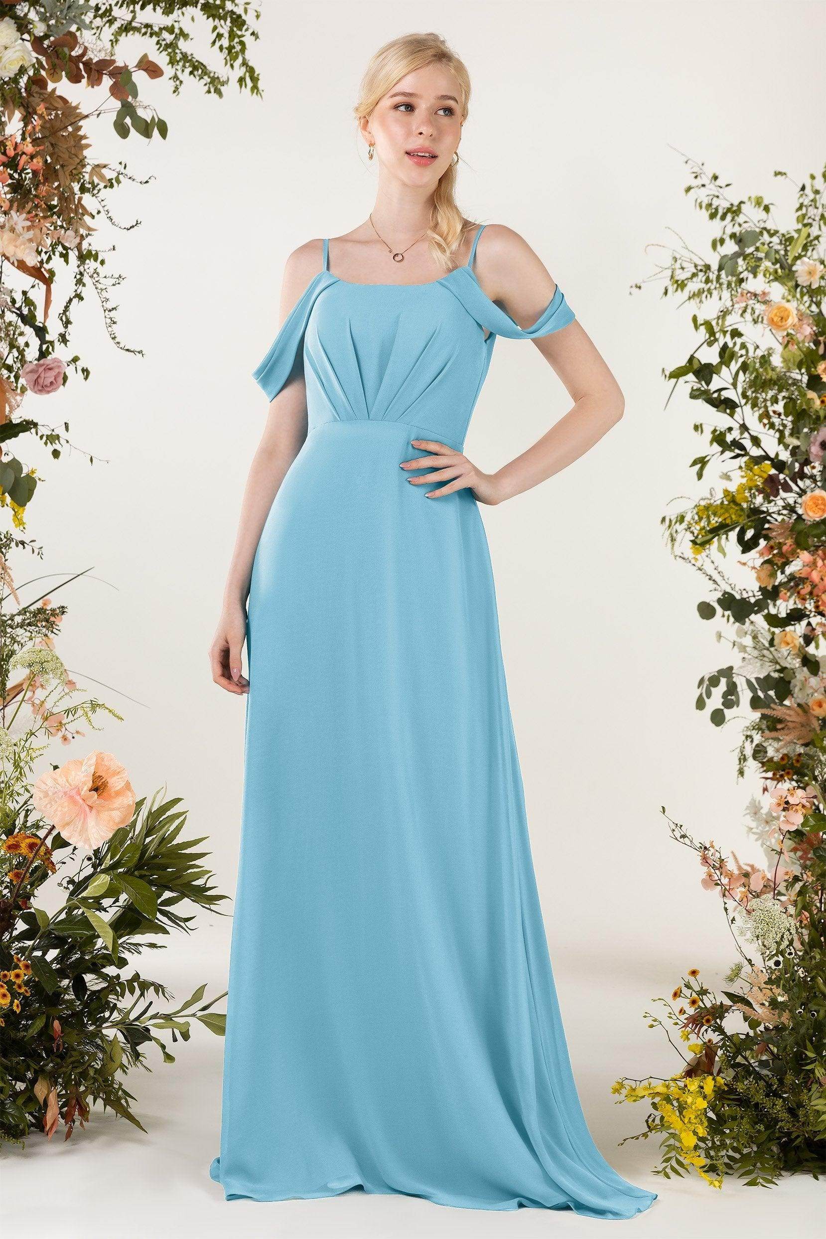 Sheath Sweep-Brush Train Chiffon Bridesmaid Dress CB0453