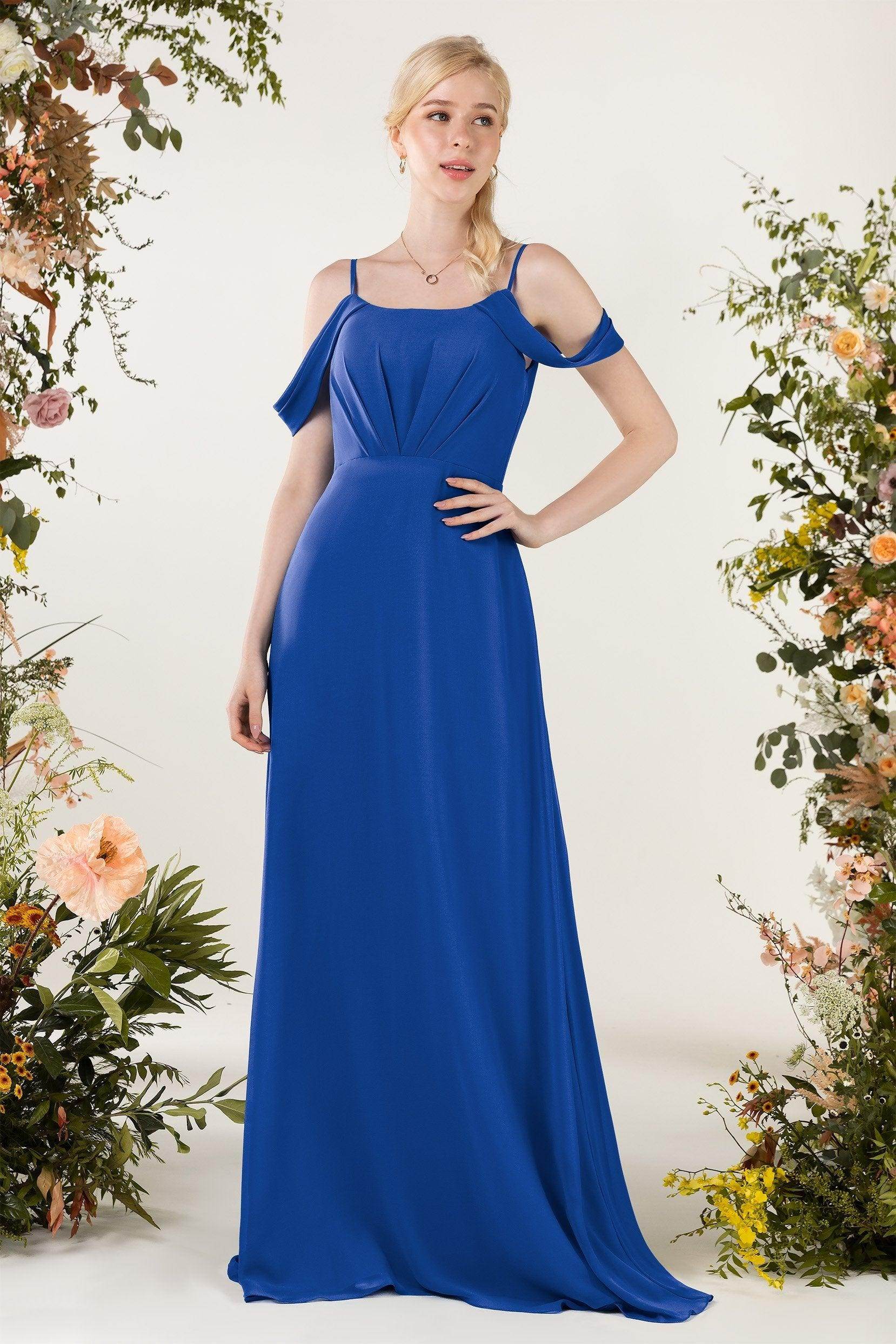 Sheath Sweep-Brush Train Chiffon Bridesmaid Dress CB0453