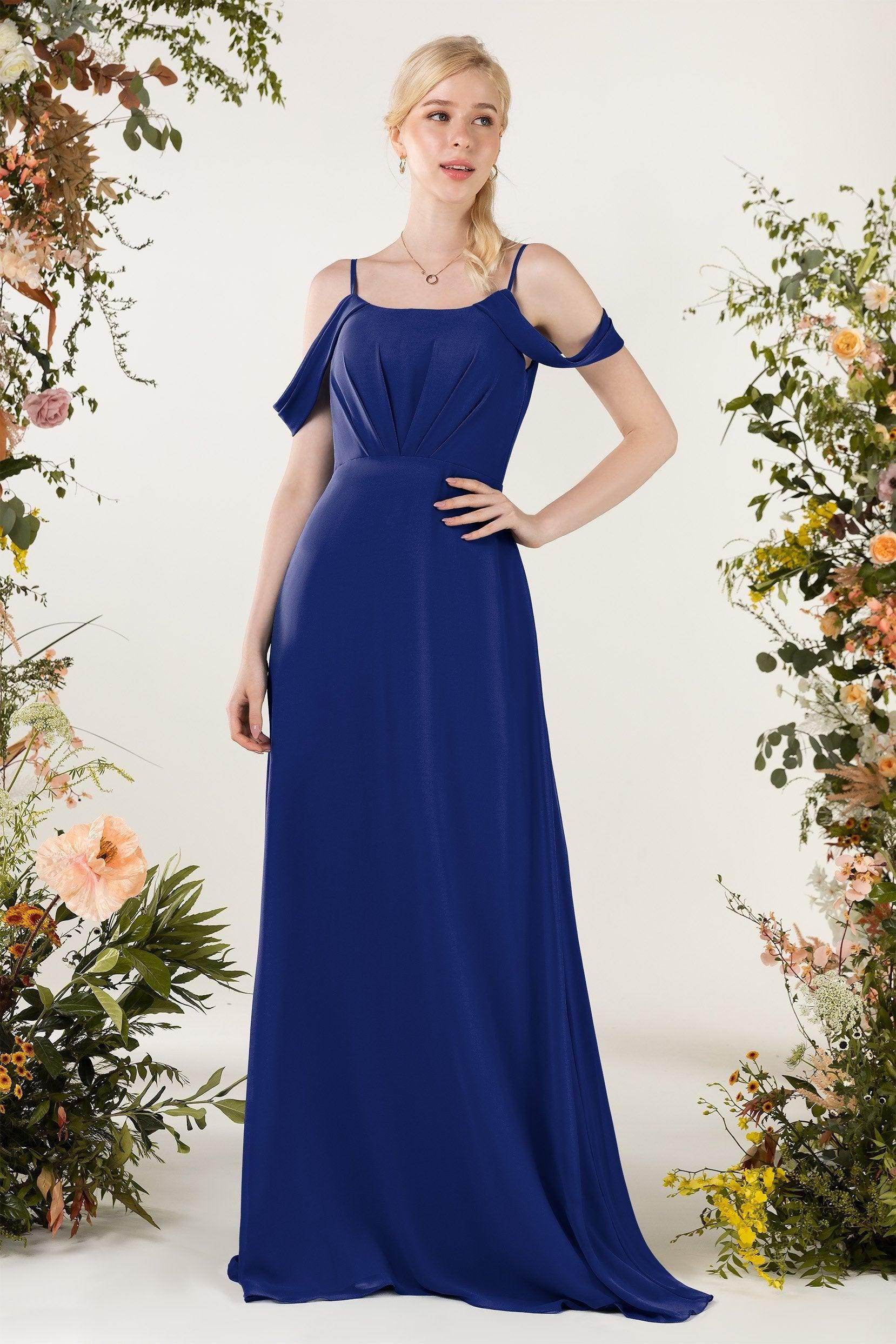 Sheath Sweep-Brush Train Chiffon Bridesmaid Dress CB0453
