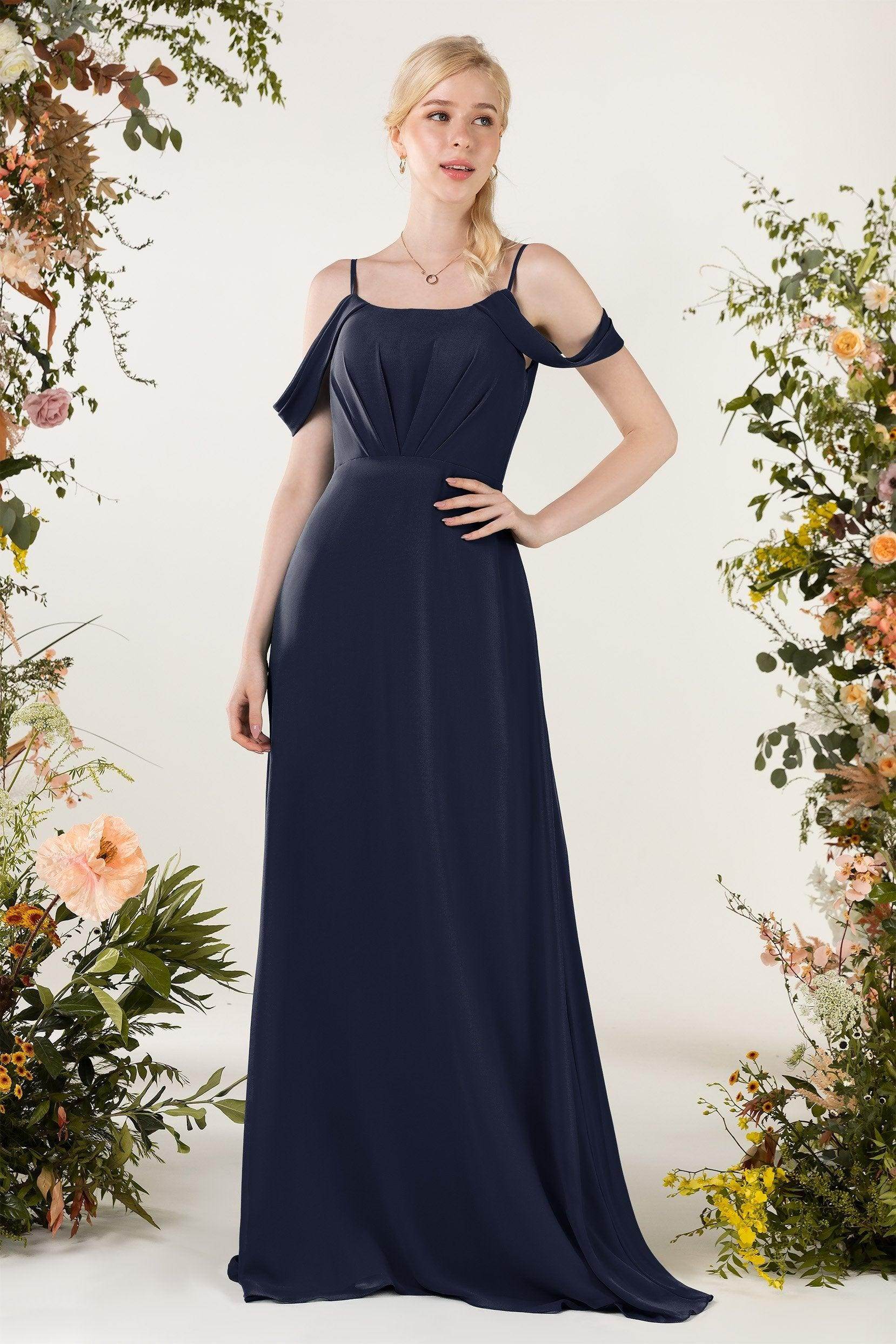 Sheath Sweep-Brush Train Chiffon Bridesmaid Dress CB0453