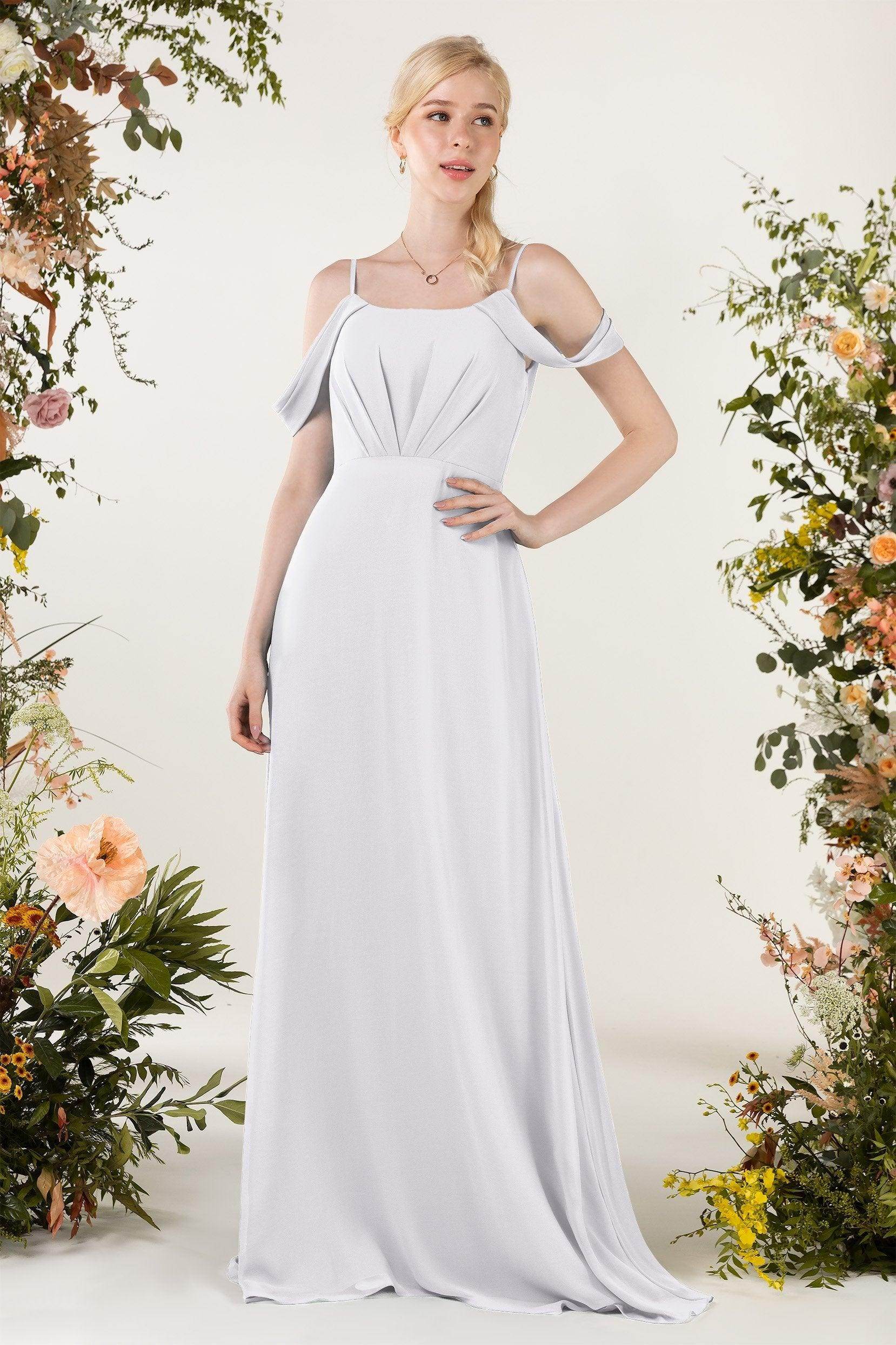 Sheath Sweep-Brush Train Chiffon Bridesmaid Dress CB0453