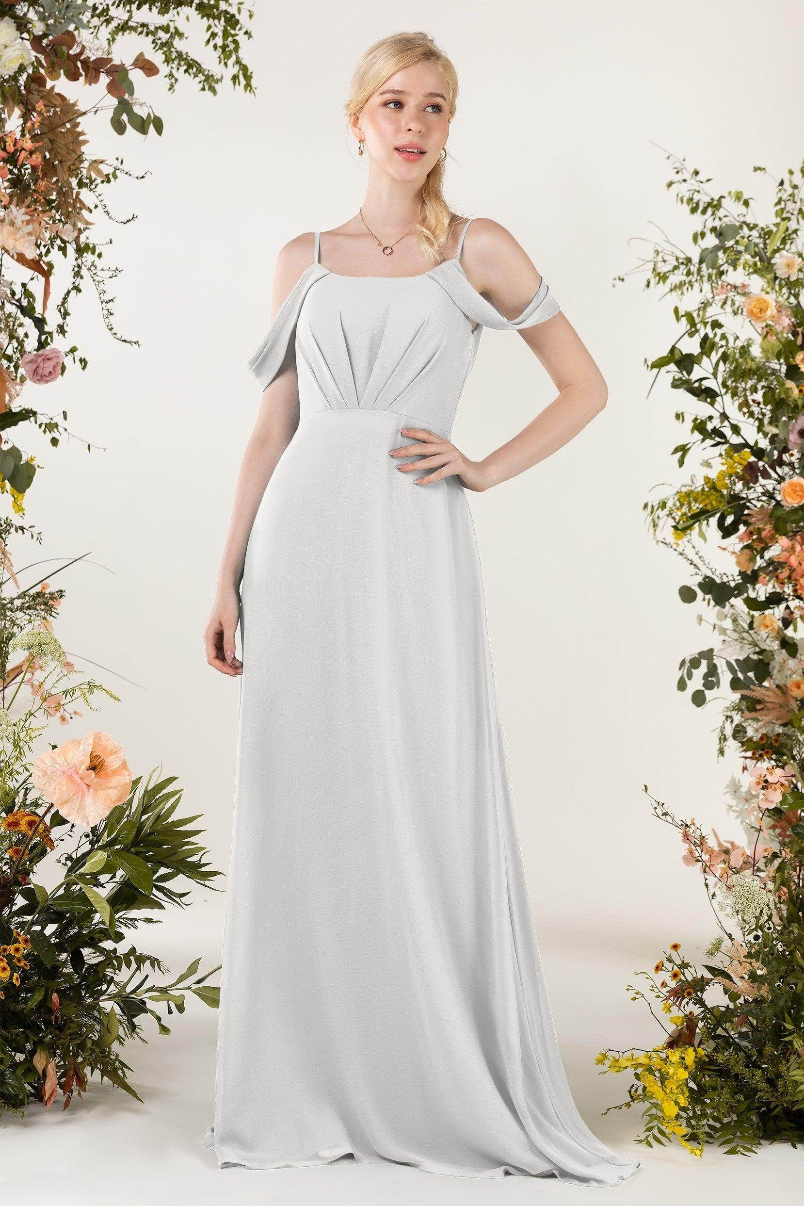 Sheath Sweep-Brush Train Chiffon Bridesmaid Dress CB0453