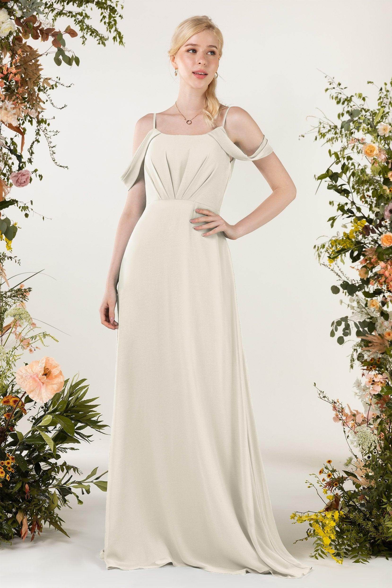 Sheath Sweep-Brush Train Chiffon Bridesmaid Dress CB0453
