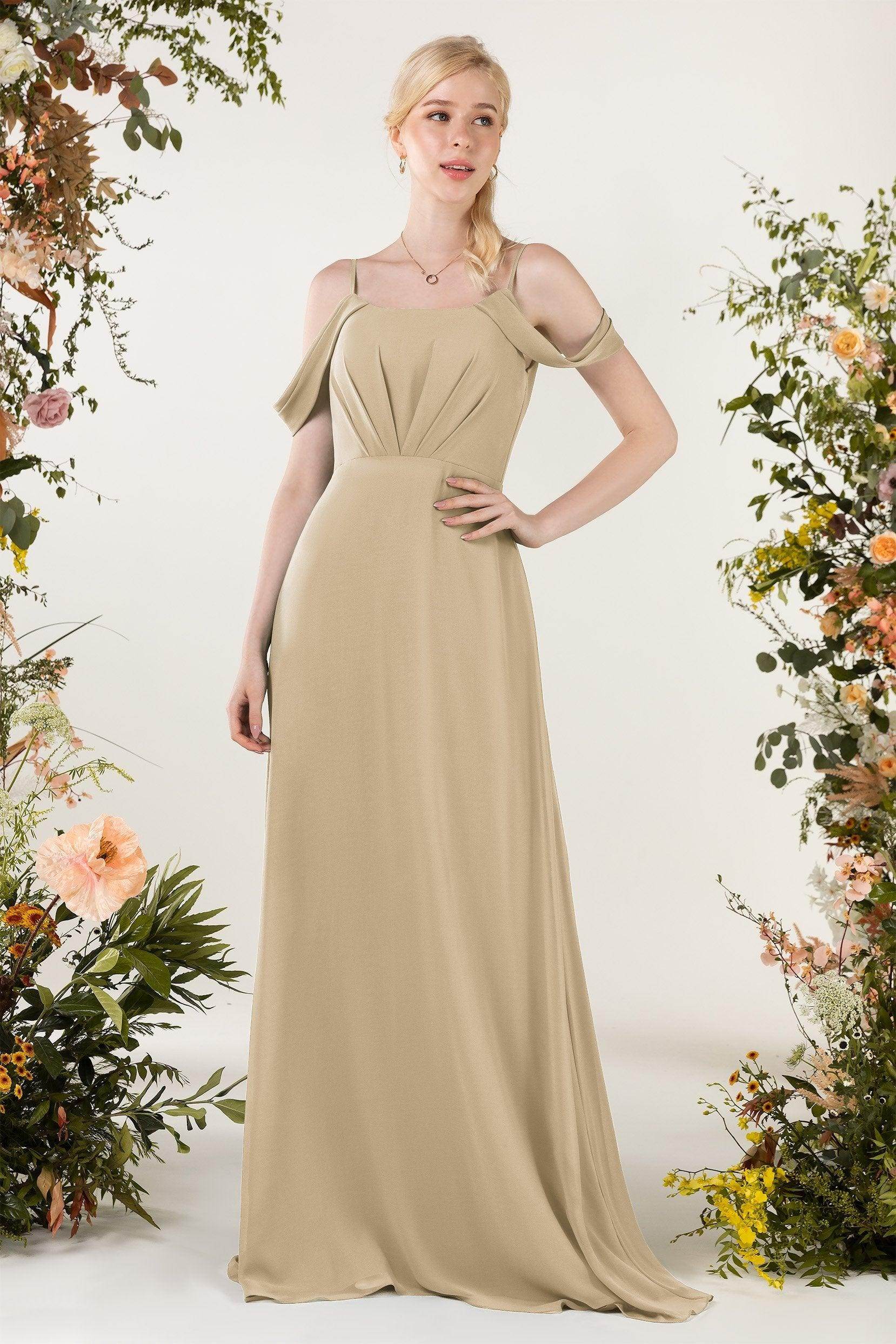 Sheath Sweep-Brush Train Chiffon Bridesmaid Dress CB0453