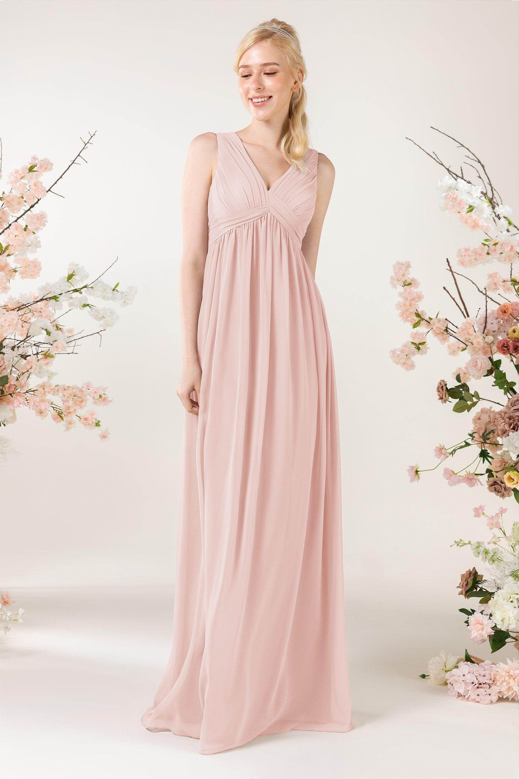 A-Line Sweep-Brush Train Chiffon Bridesmaid Dress CB0455