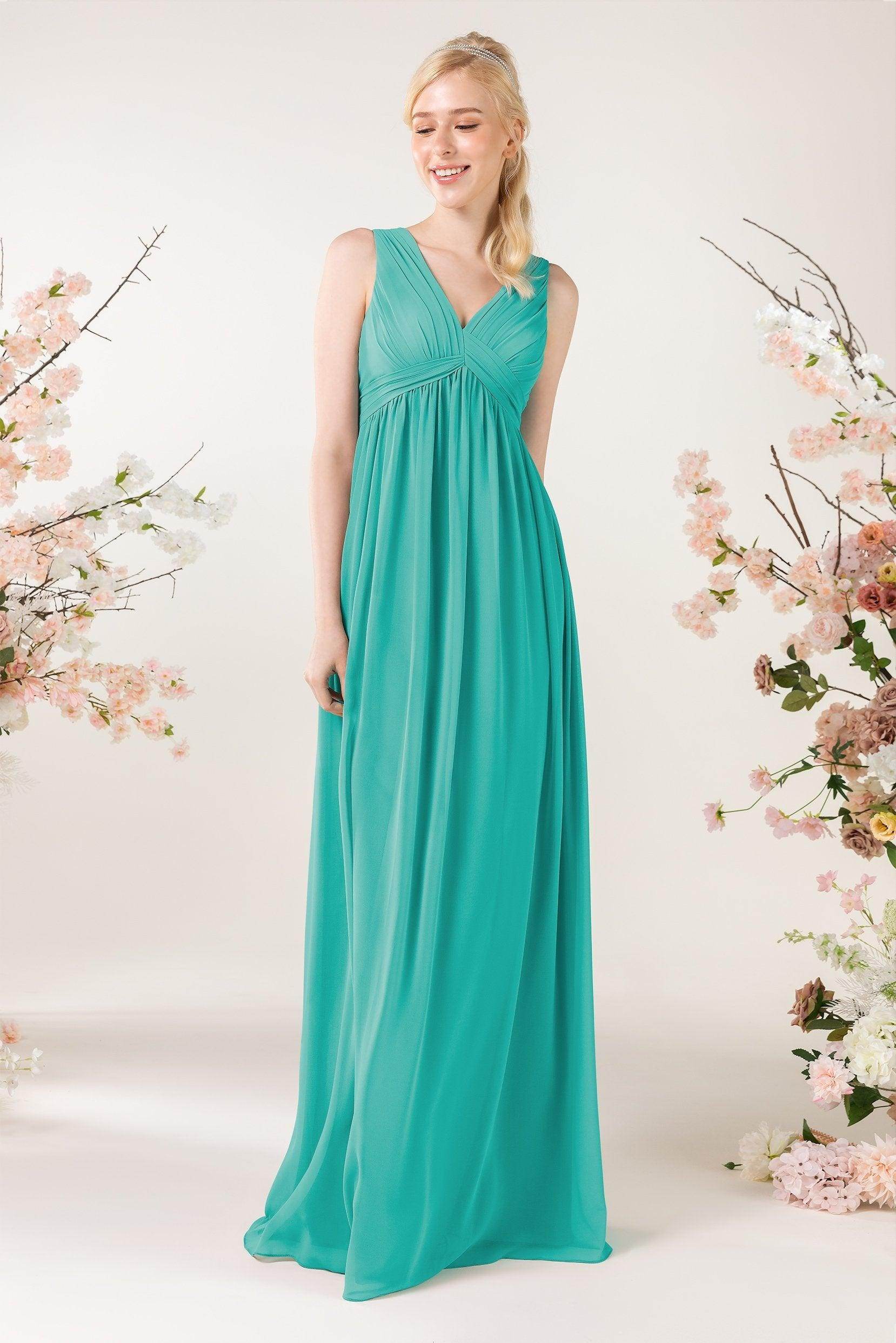 A-Line Sweep-Brush Train Chiffon Bridesmaid Dress CB0455