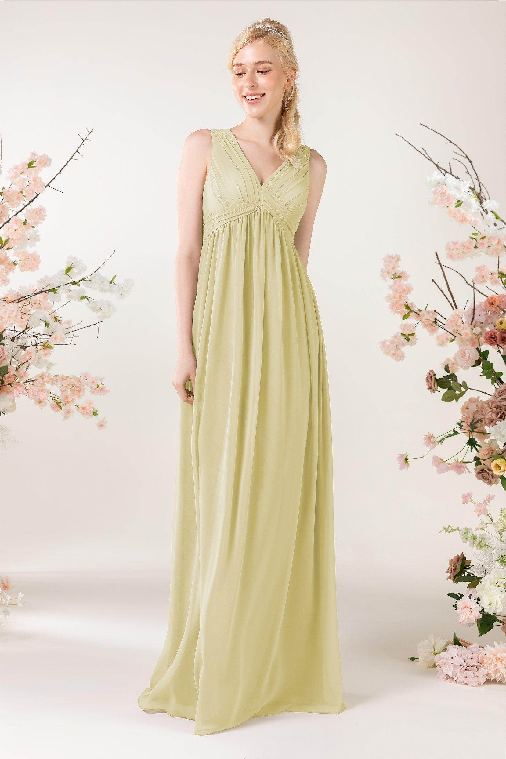 A-Line Sweep-Brush Train Chiffon Bridesmaid Dress CB0455