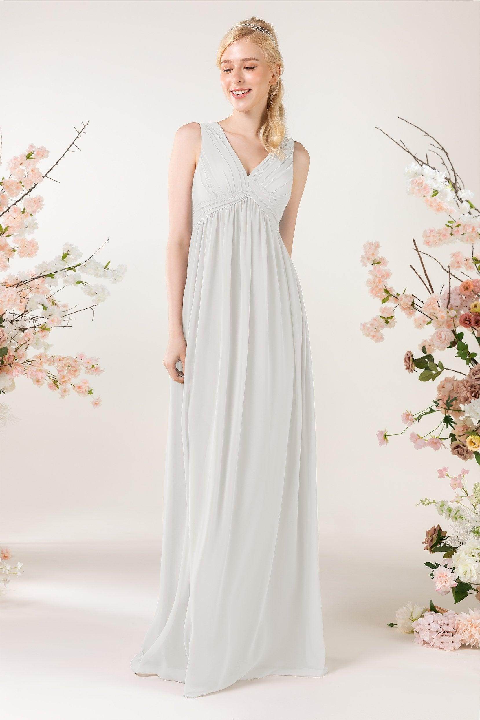 A-Line Sweep-Brush Train Chiffon Bridesmaid Dress CB0455