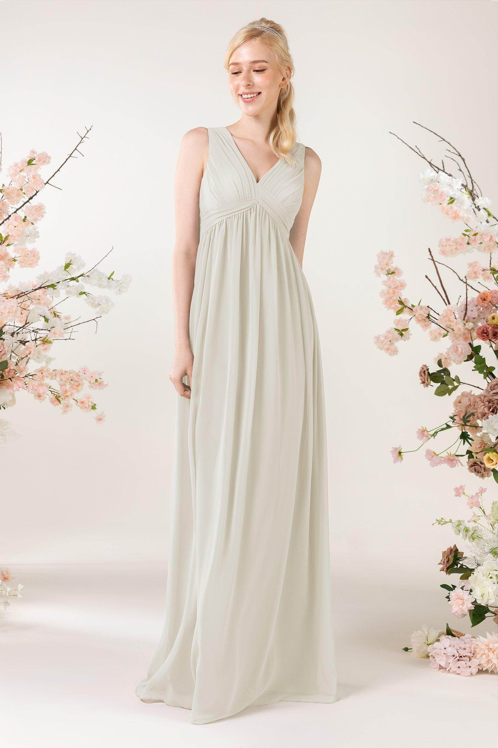 A-Line Sweep-Brush Train Chiffon Bridesmaid Dress CB0455