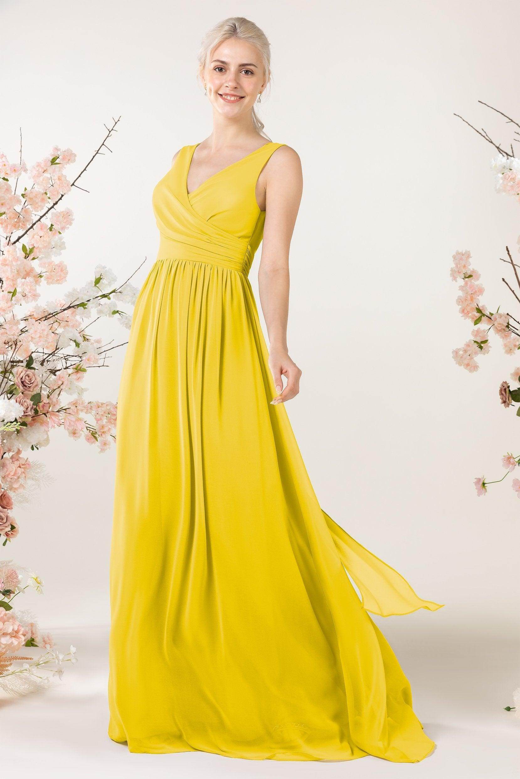 A-Line Sweep-Brush Train Chiffon Bridesmaid Dress CB0456