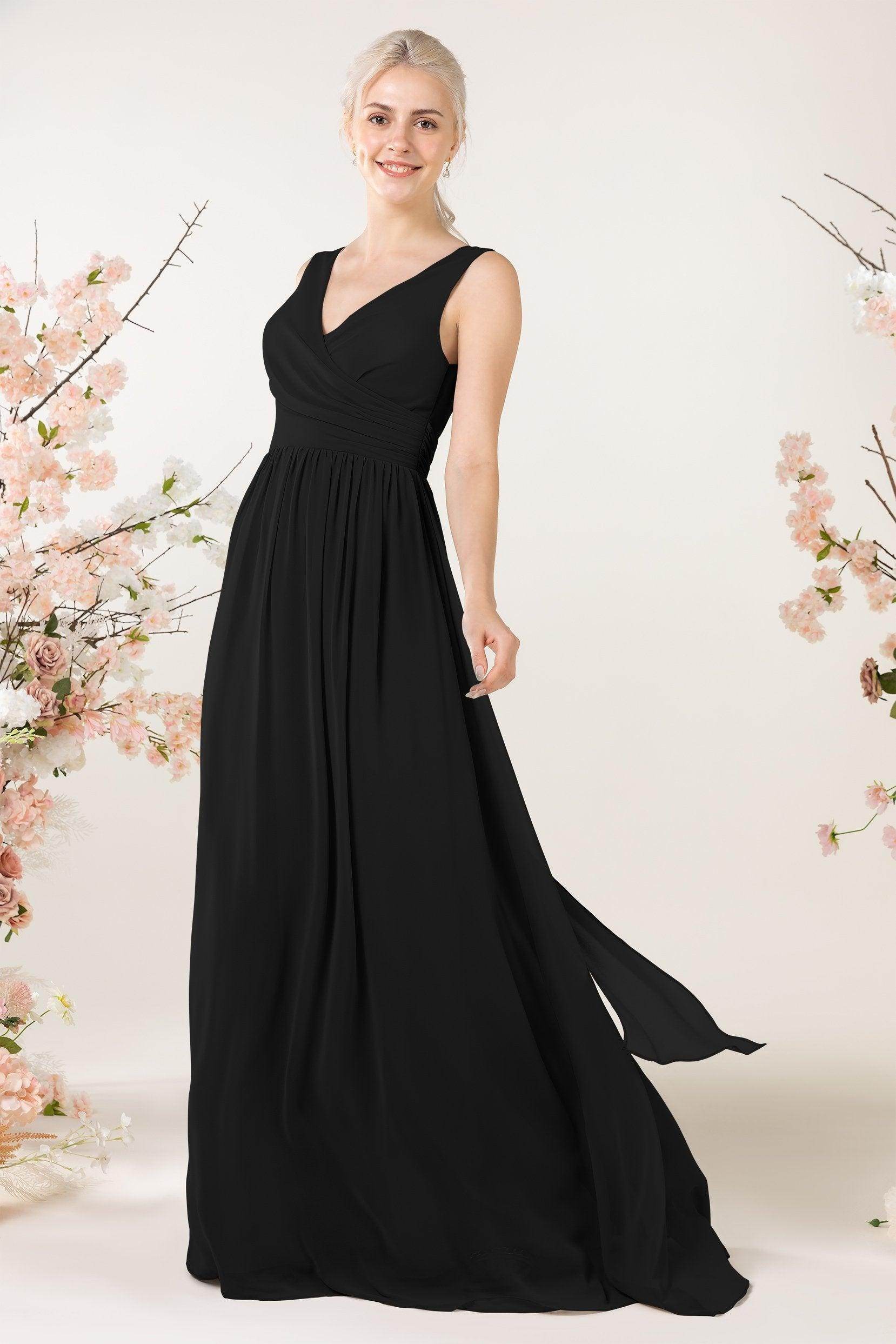 A-Line Sweep-Brush Train Chiffon Bridesmaid Dress CB0456