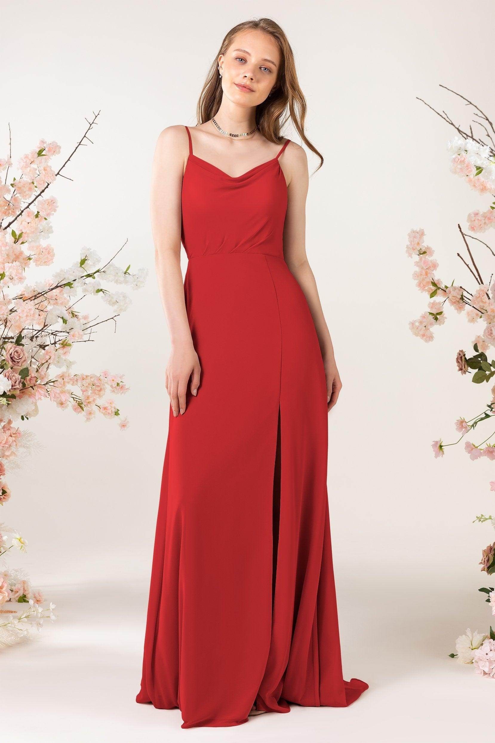 Sheath Sweep-Brush Train Chiffon Bridesmaid Dress CB0457
