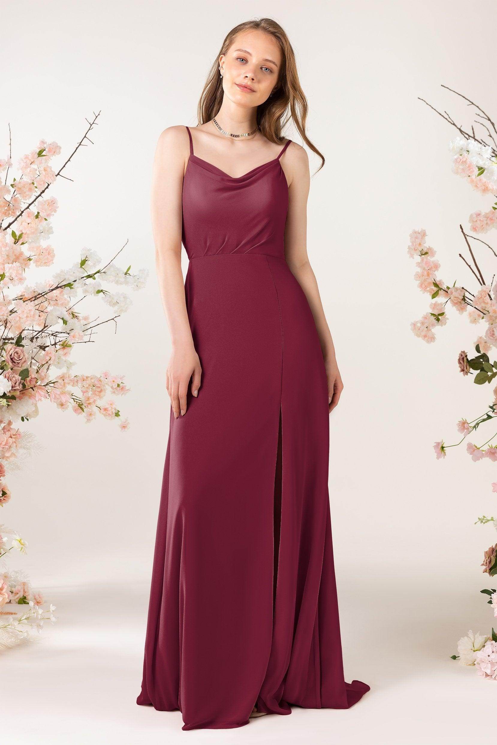 Sheath Sweep-Brush Train Chiffon Bridesmaid Dress CB0457