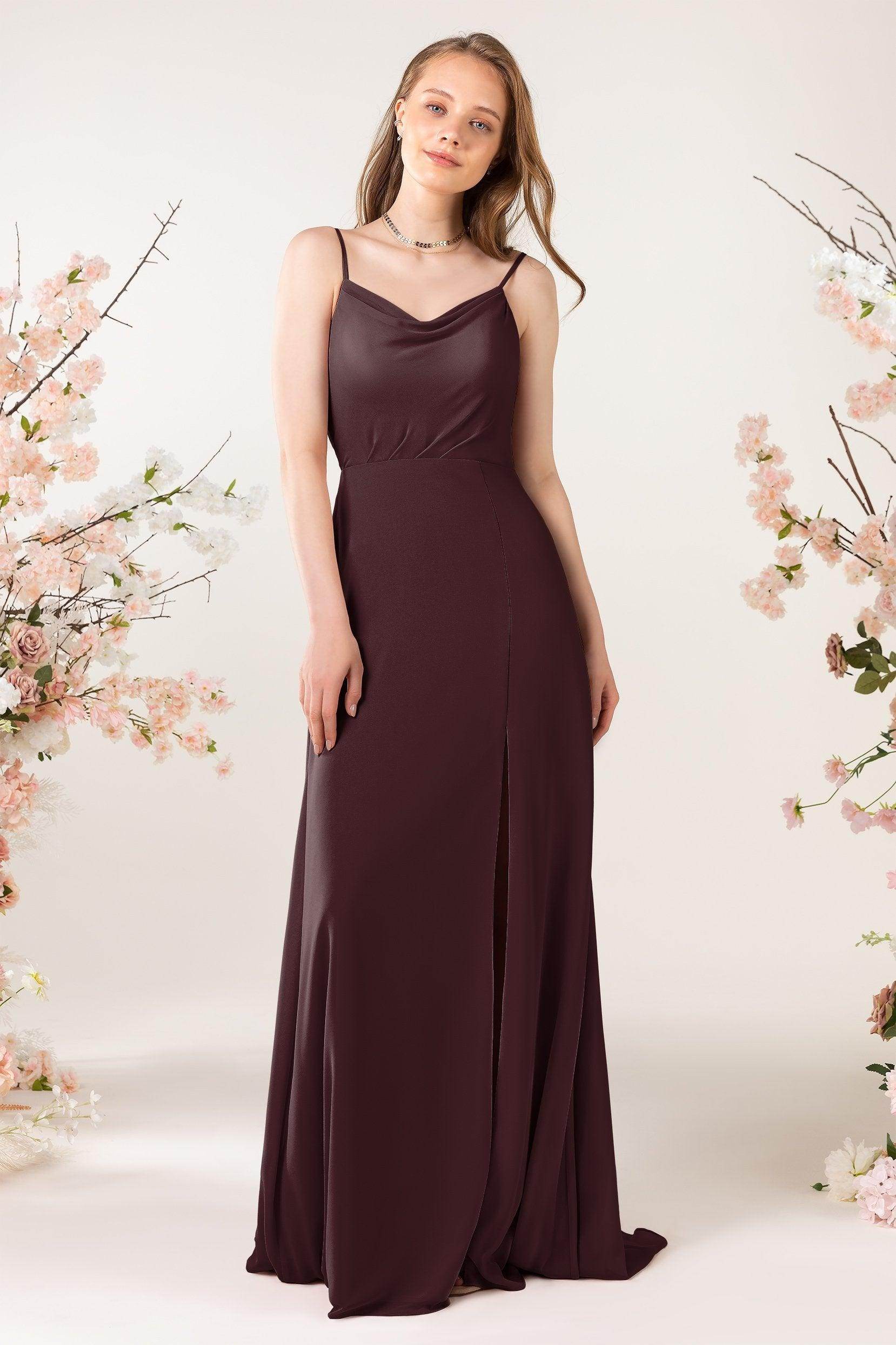 Sheath Sweep-Brush Train Chiffon Bridesmaid Dress CB0457