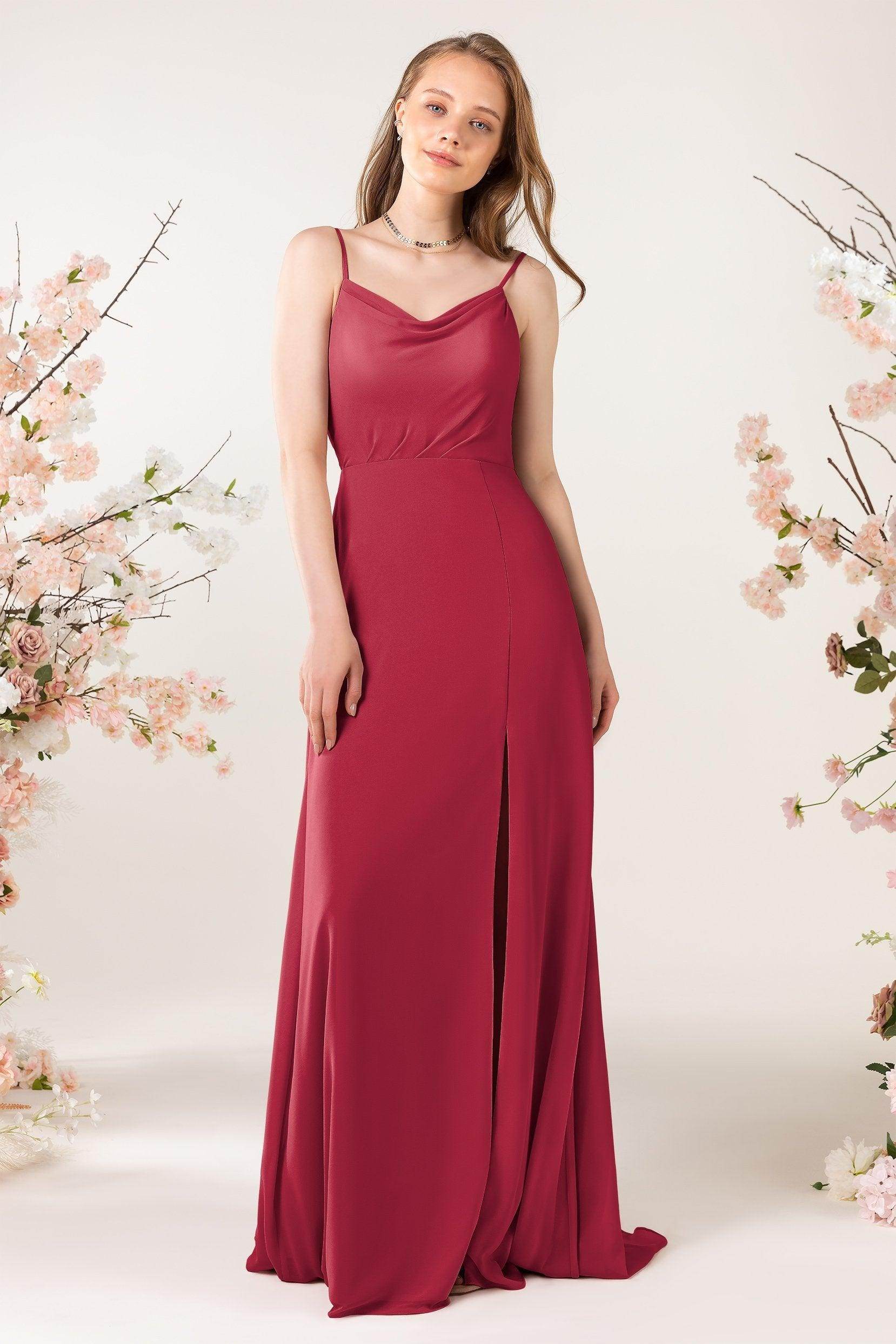 Sheath Sweep-Brush Train Chiffon Bridesmaid Dress CB0457