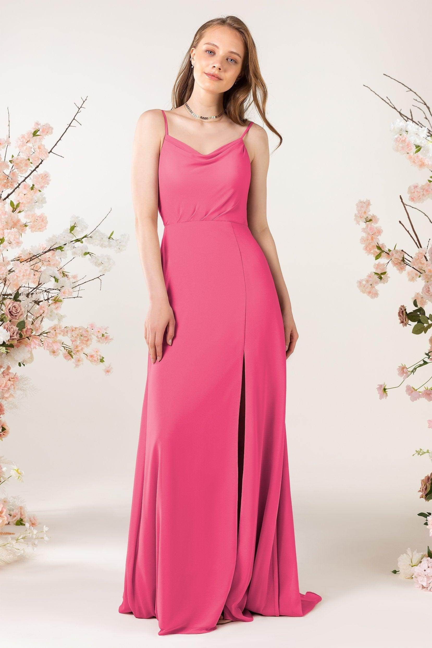 Sheath Sweep-Brush Train Chiffon Bridesmaid Dress CB0457