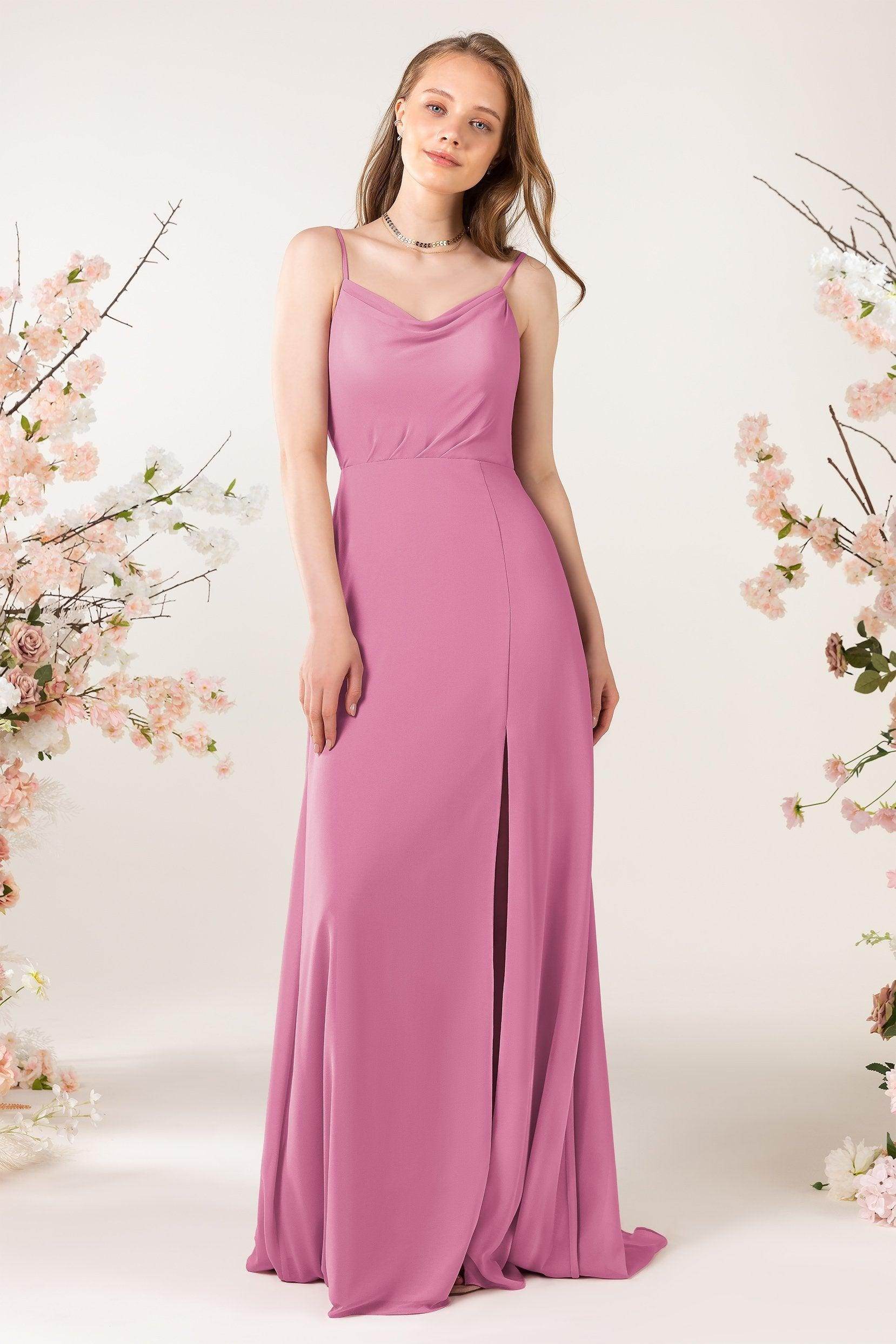Sheath Sweep-Brush Train Chiffon Bridesmaid Dress CB0457