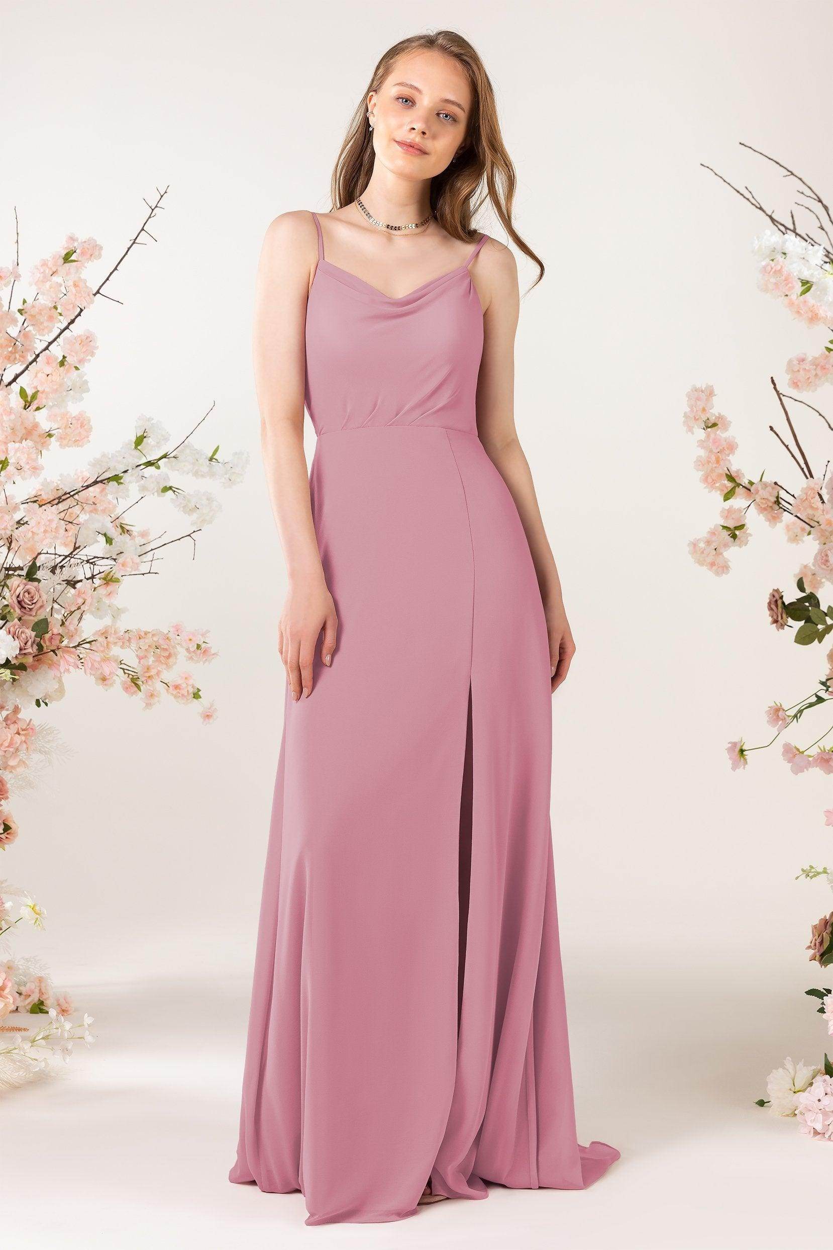 Sheath Sweep-Brush Train Chiffon Bridesmaid Dress CB0457