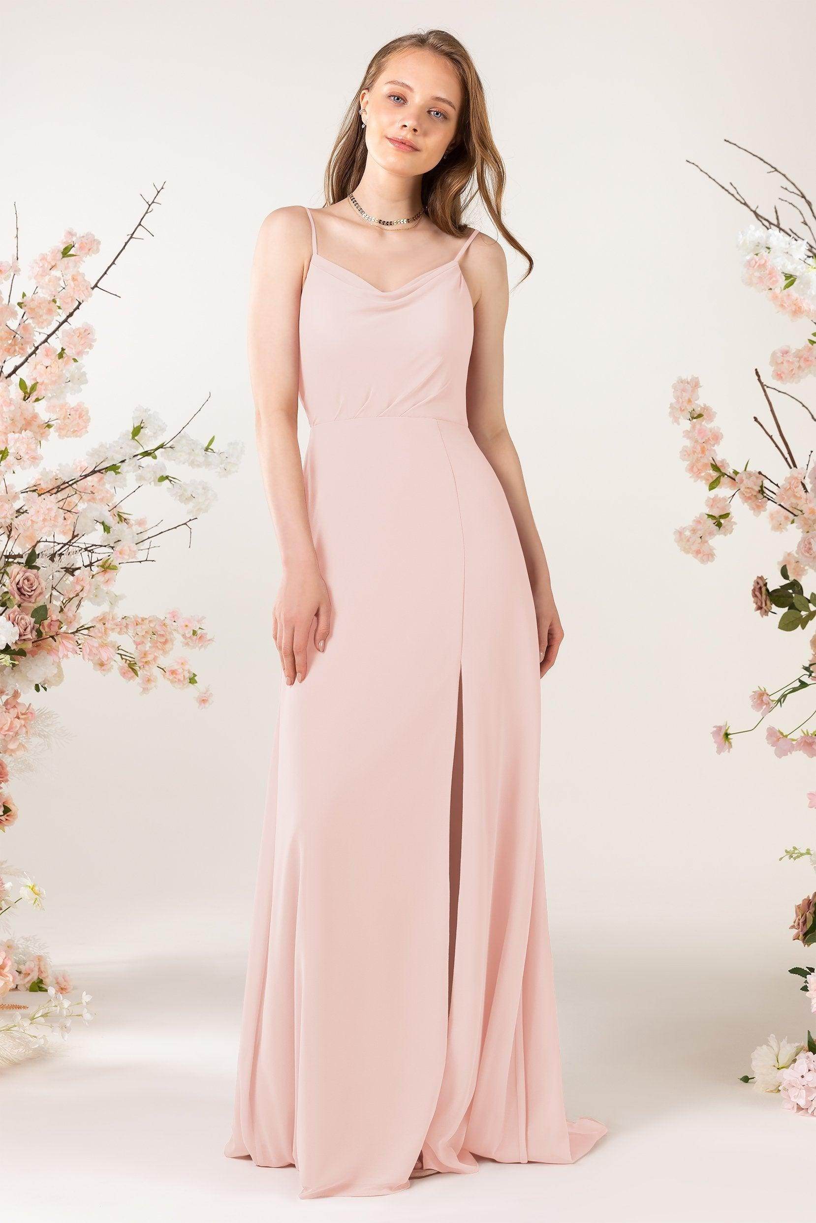 Sheath Sweep-Brush Train Chiffon Bridesmaid Dress CB0457