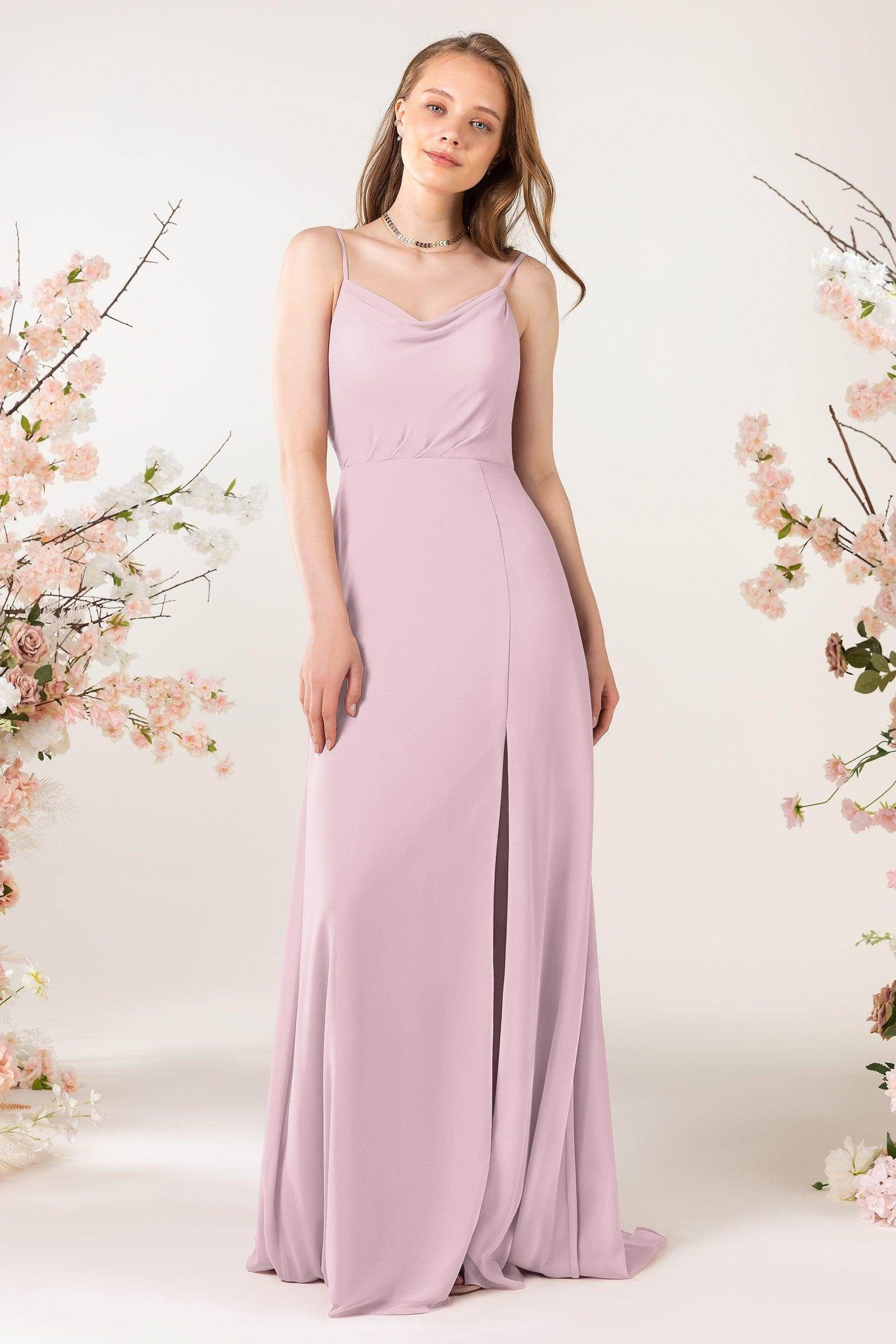 Sheath Sweep-Brush Train Chiffon Bridesmaid Dress CB0457