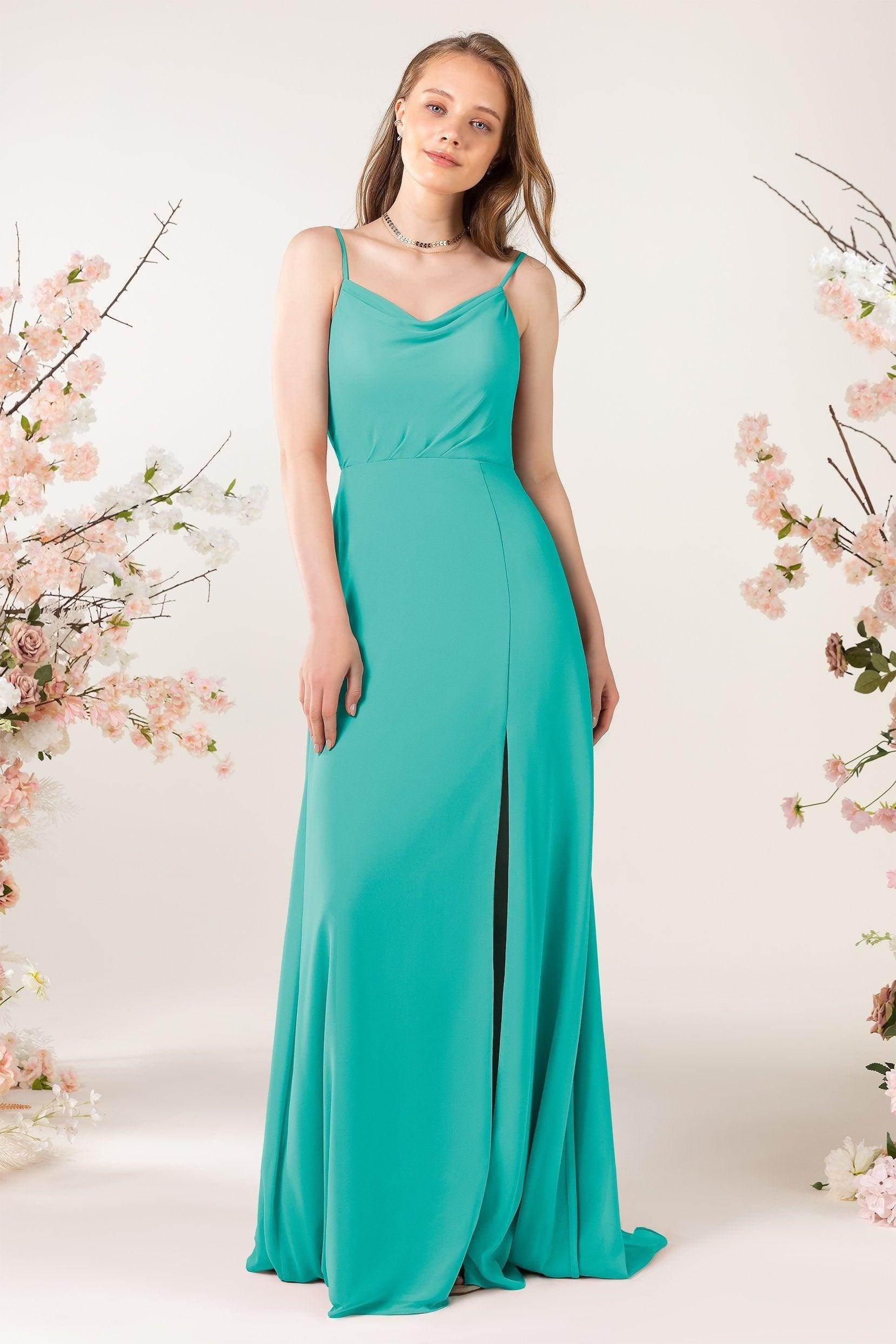 Sheath Sweep-Brush Train Chiffon Bridesmaid Dress CB0457