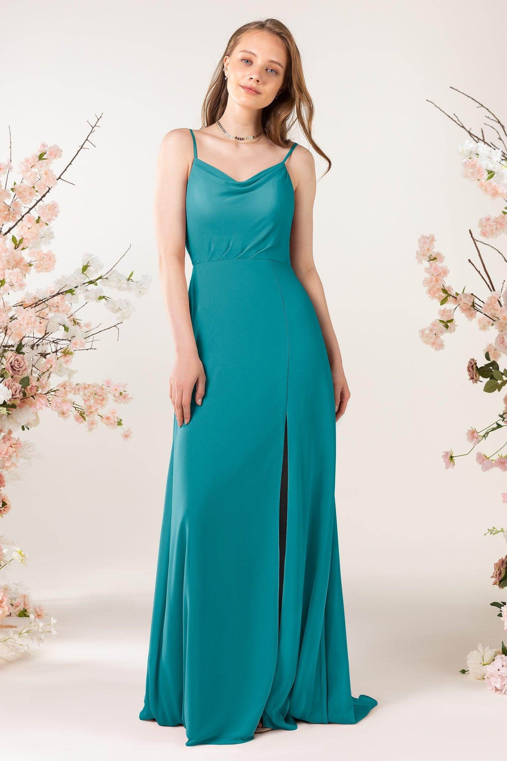 Sheath Sweep-Brush Train Chiffon Bridesmaid Dress CB0457