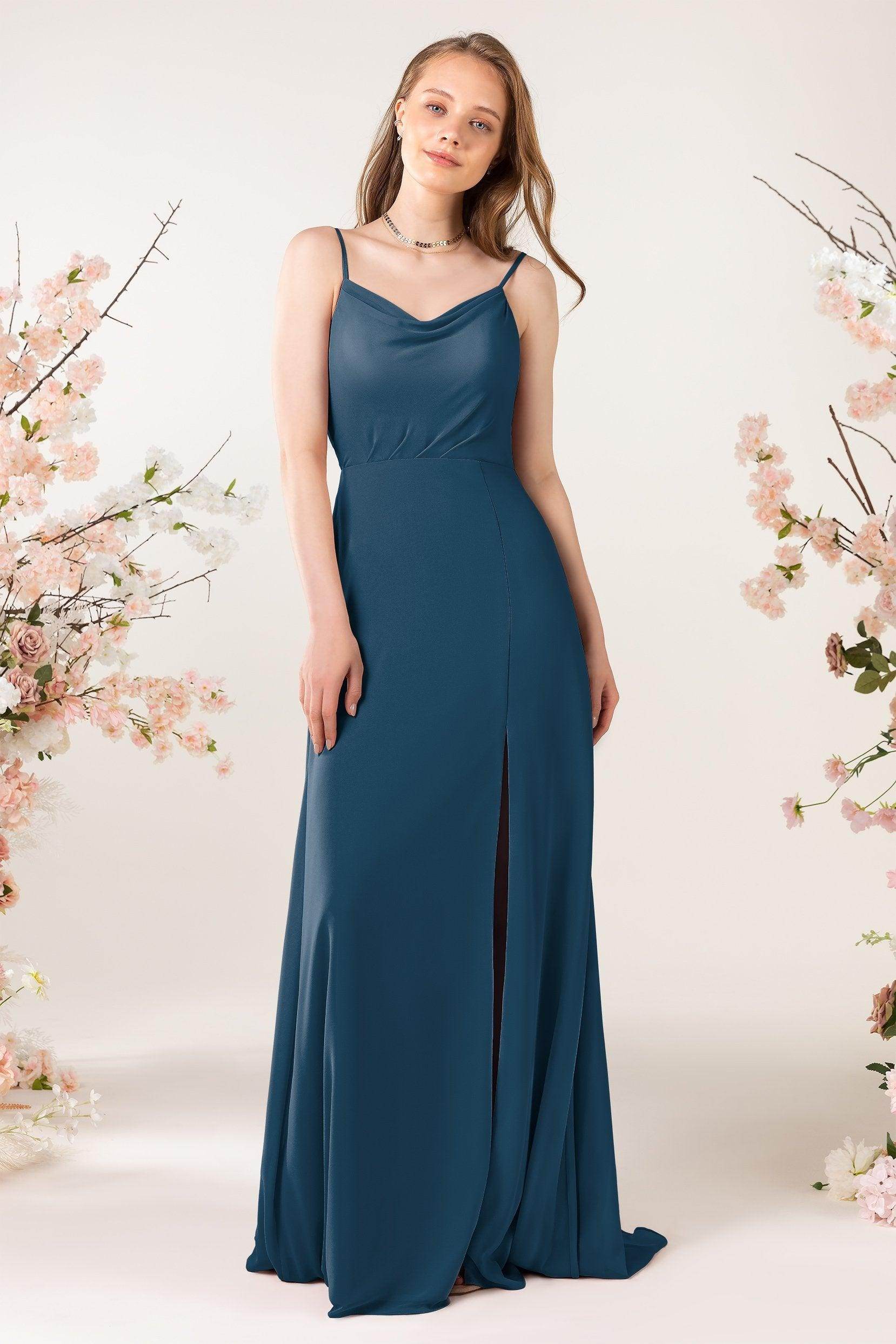 Sheath Sweep-Brush Train Chiffon Bridesmaid Dress CB0457