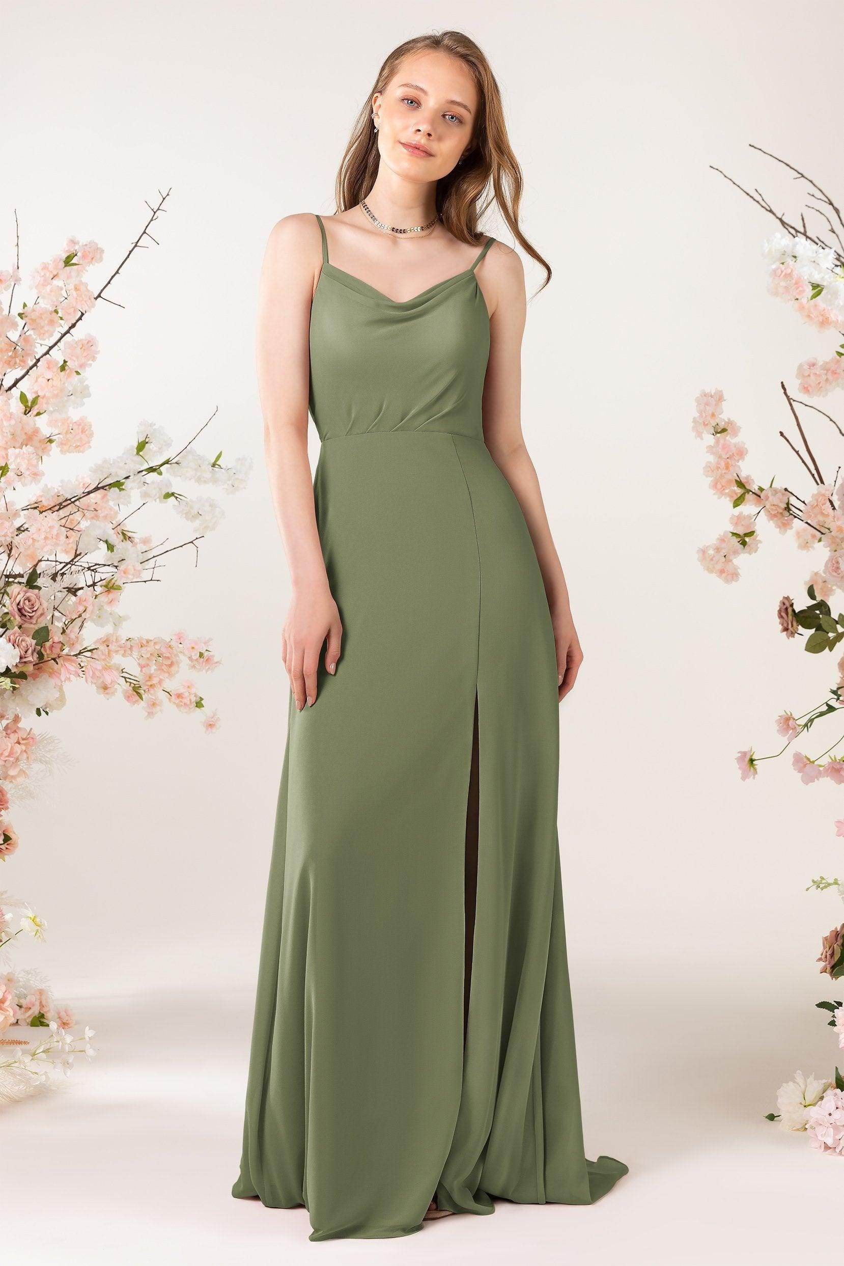 Sheath Sweep-Brush Train Chiffon Bridesmaid Dress CB0457
