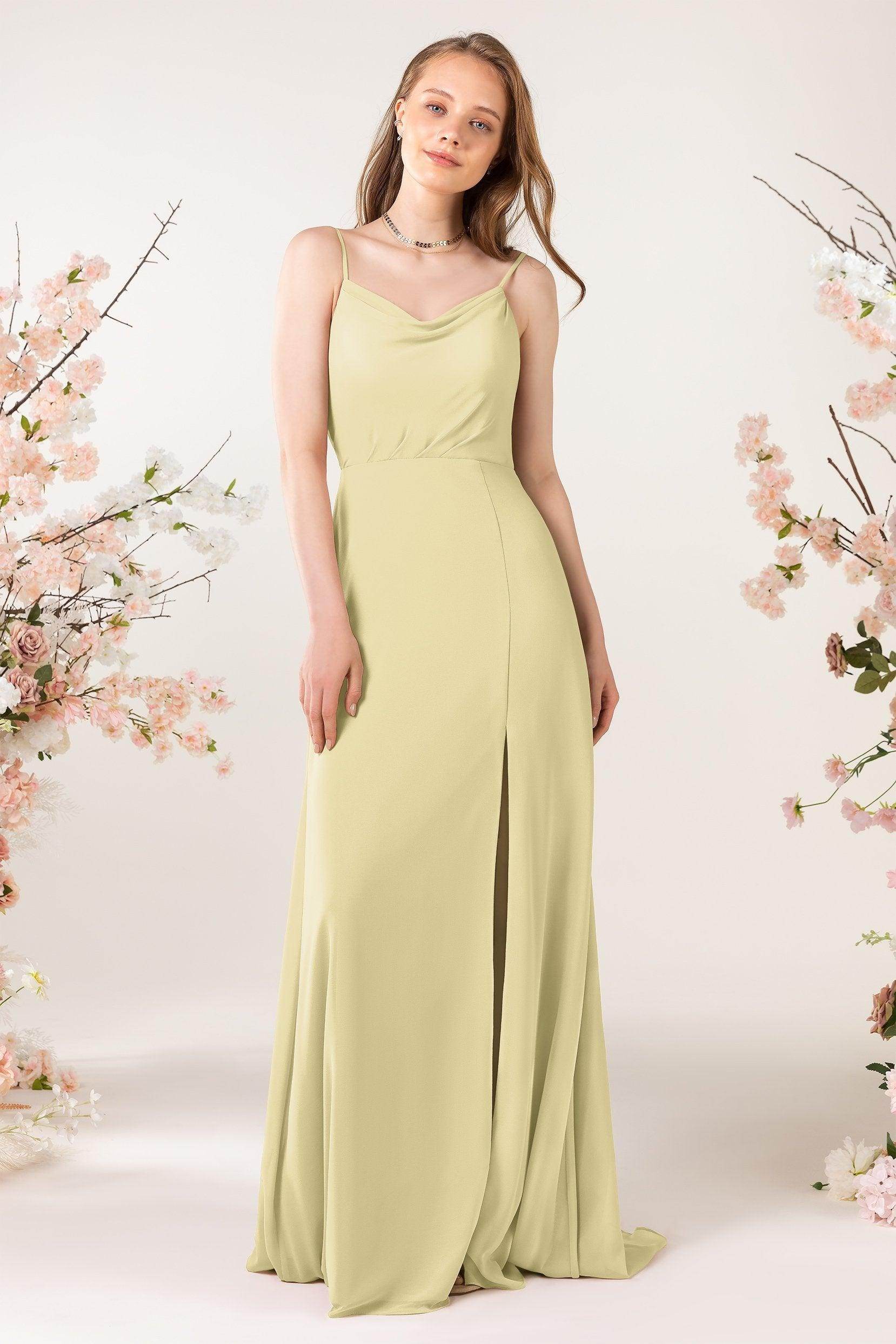 Sheath Sweep-Brush Train Chiffon Bridesmaid Dress CB0457