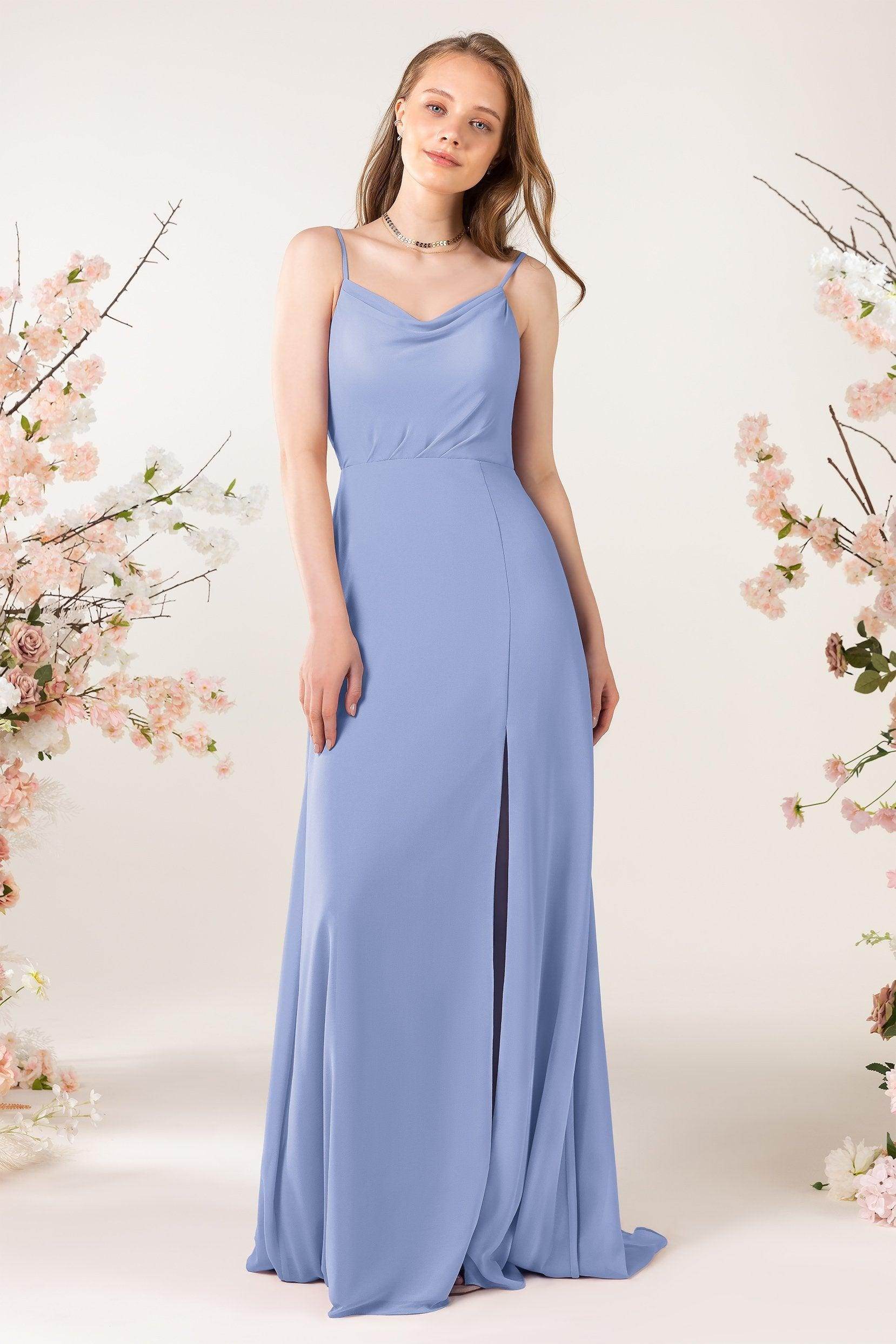 Sheath Sweep-Brush Train Chiffon Bridesmaid Dress CB0457