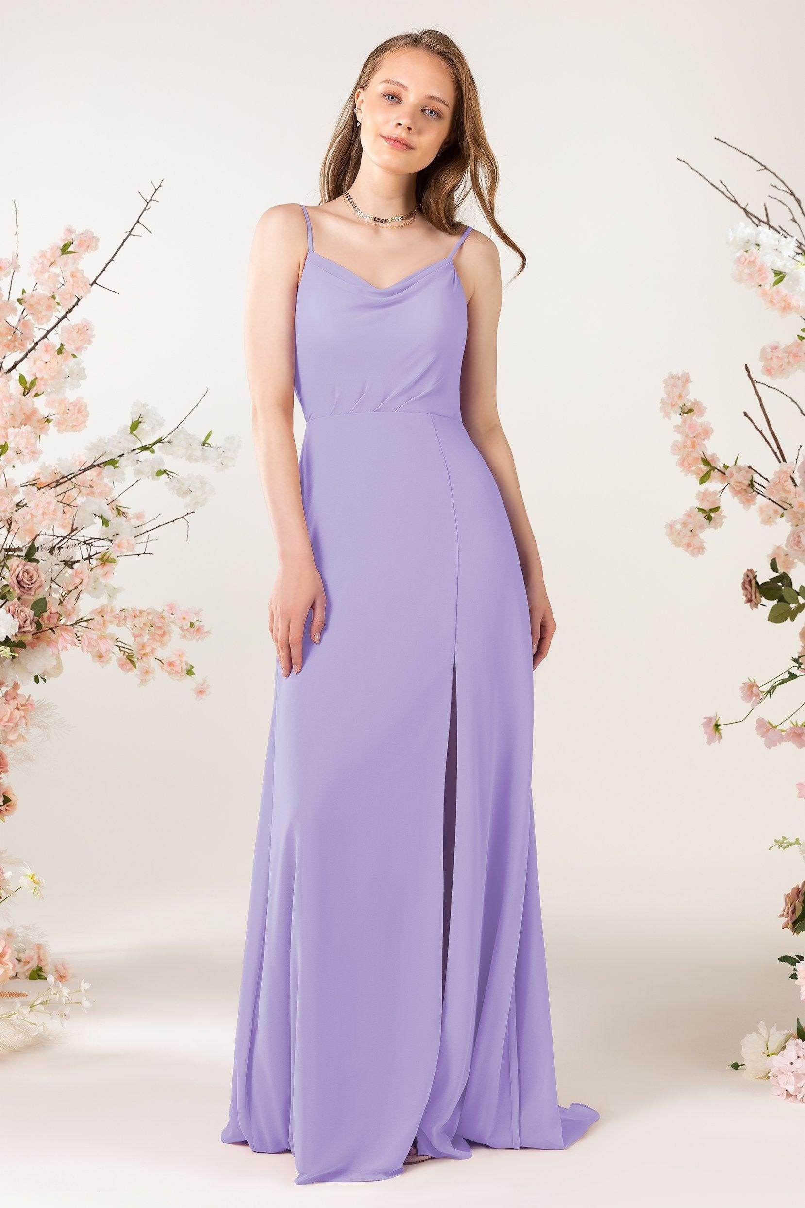 Sheath Sweep-Brush Train Chiffon Bridesmaid Dress CB0457