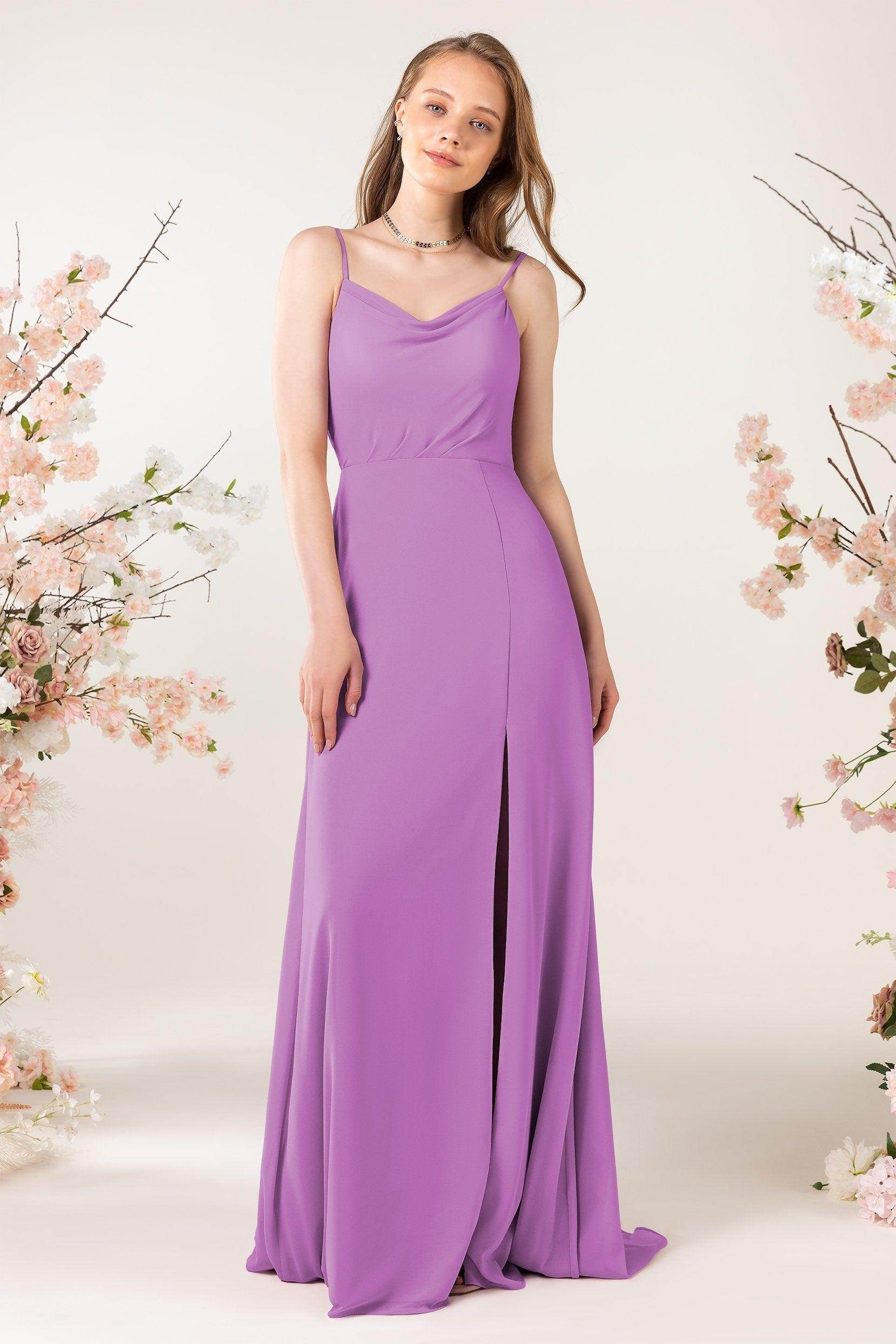 Sheath Sweep-Brush Train Chiffon Bridesmaid Dress CB0457