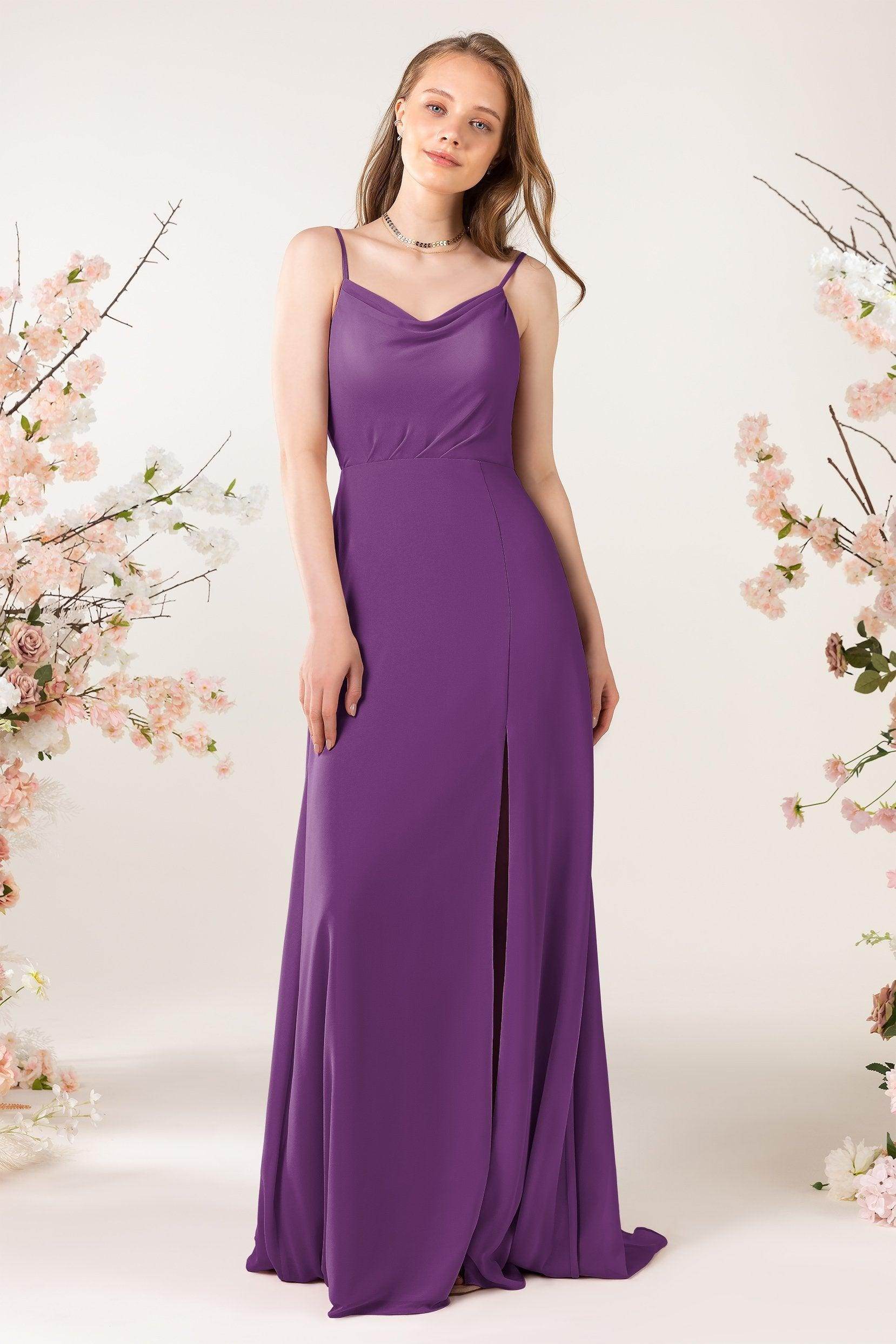 Sheath Sweep-Brush Train Chiffon Bridesmaid Dress CB0457