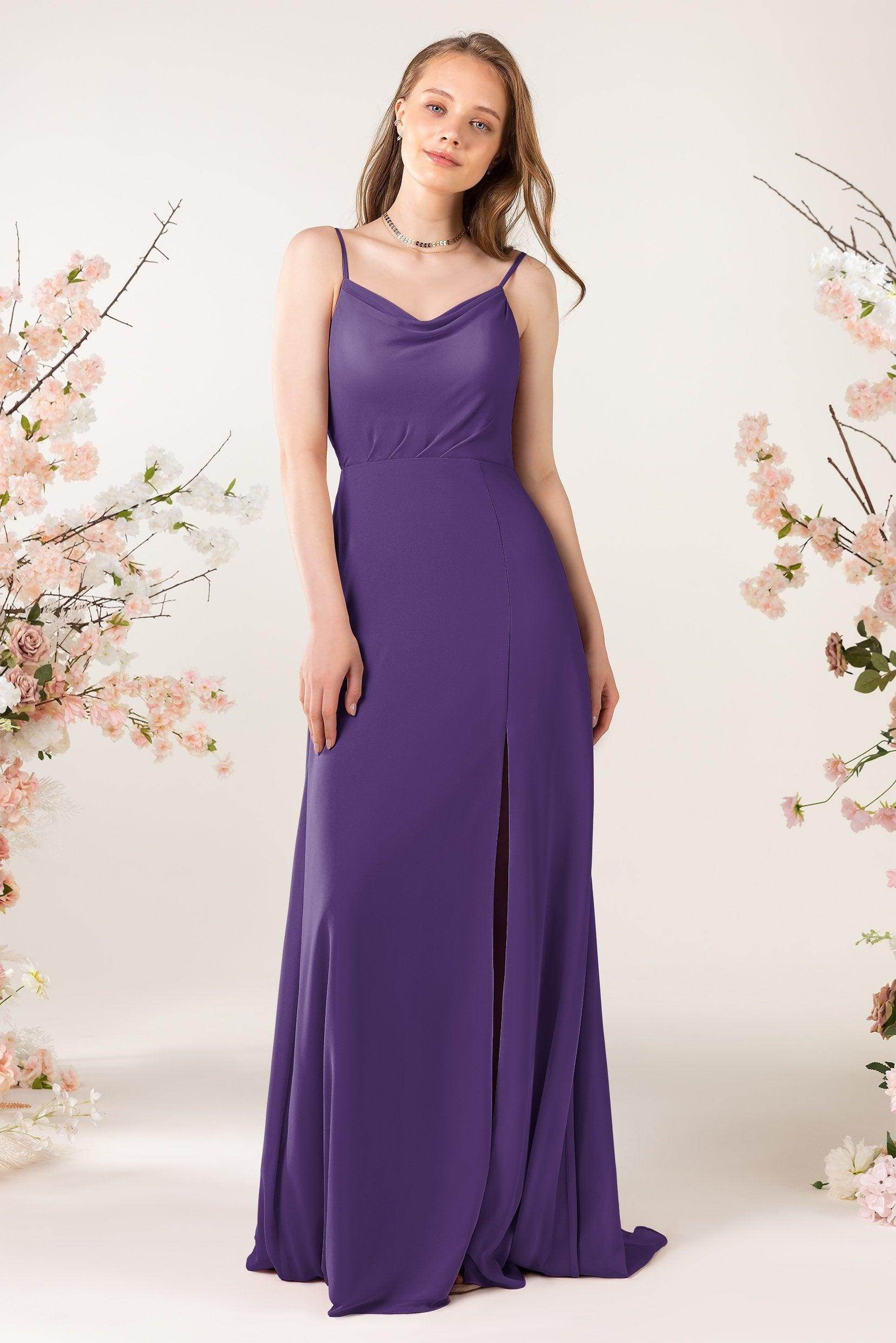 Sheath Sweep-Brush Train Chiffon Bridesmaid Dress CB0457