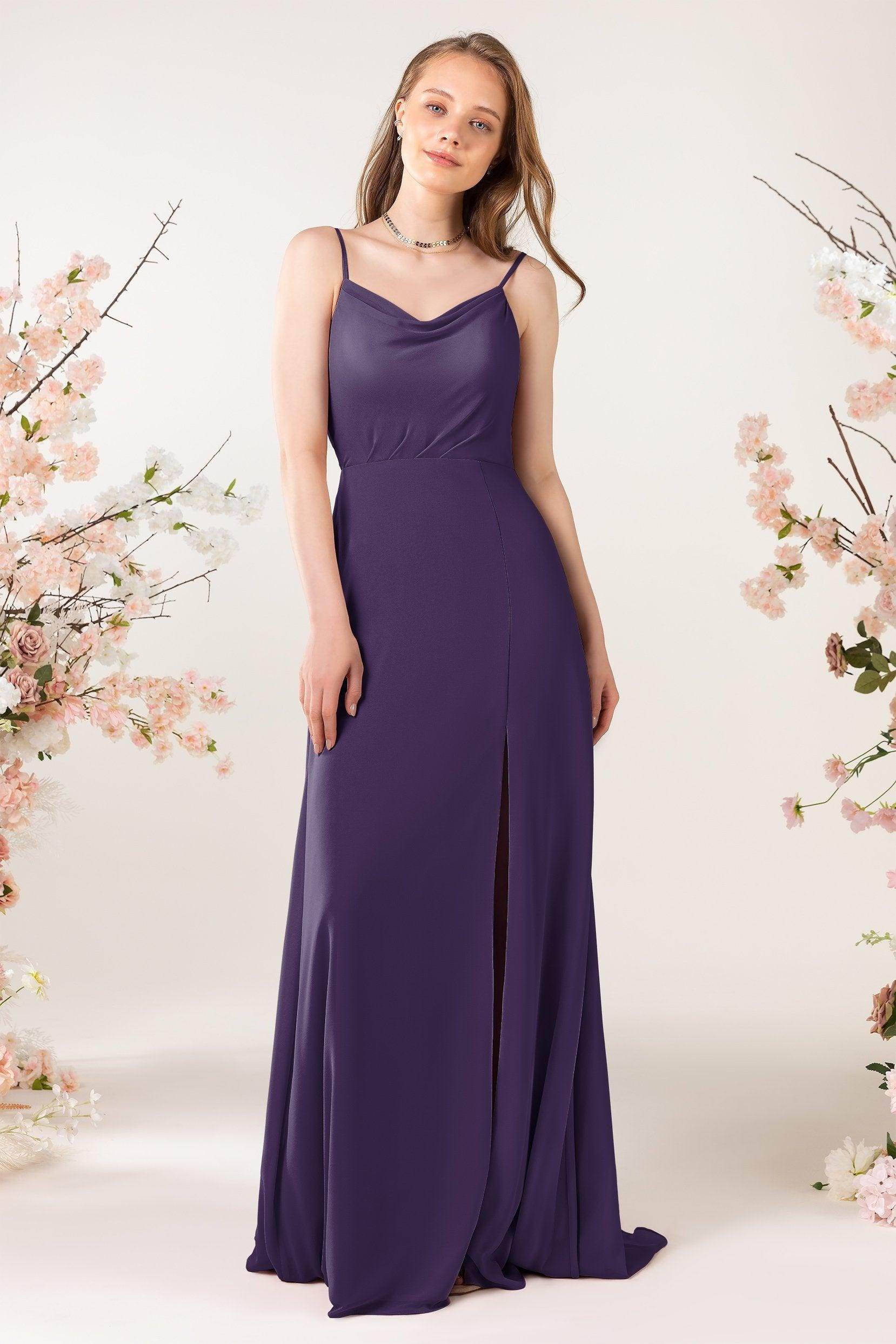 Sheath Sweep-Brush Train Chiffon Bridesmaid Dress CB0457