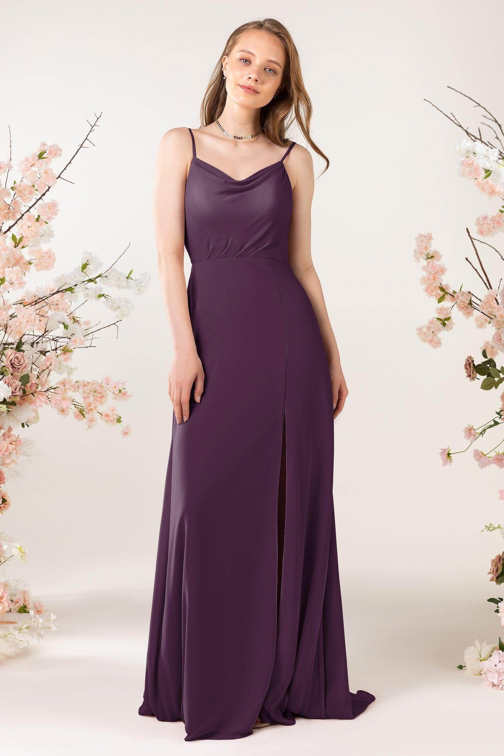 Sheath Sweep-Brush Train Chiffon Bridesmaid Dress CB0457