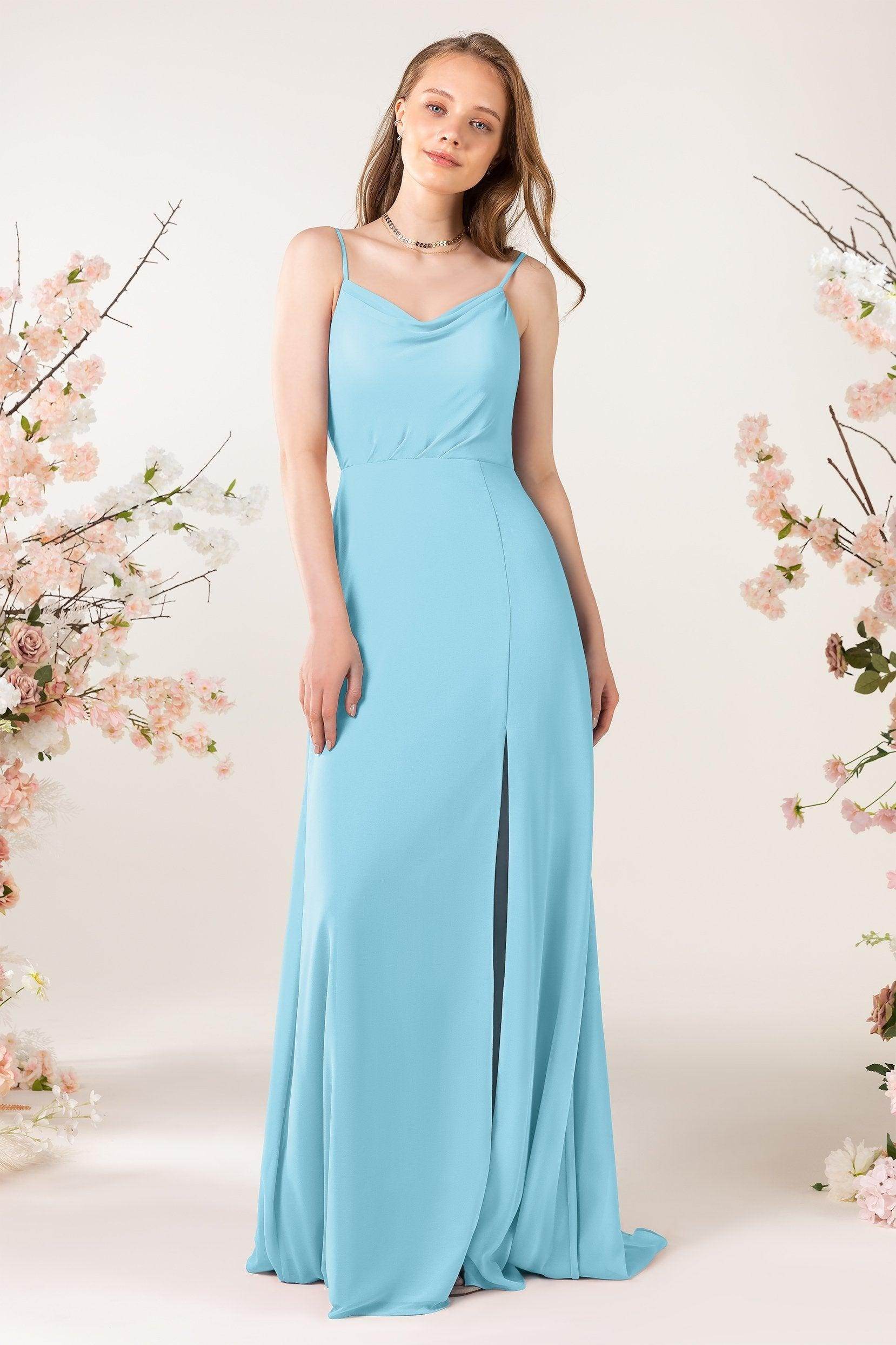 Sheath Sweep-Brush Train Chiffon Bridesmaid Dress CB0457