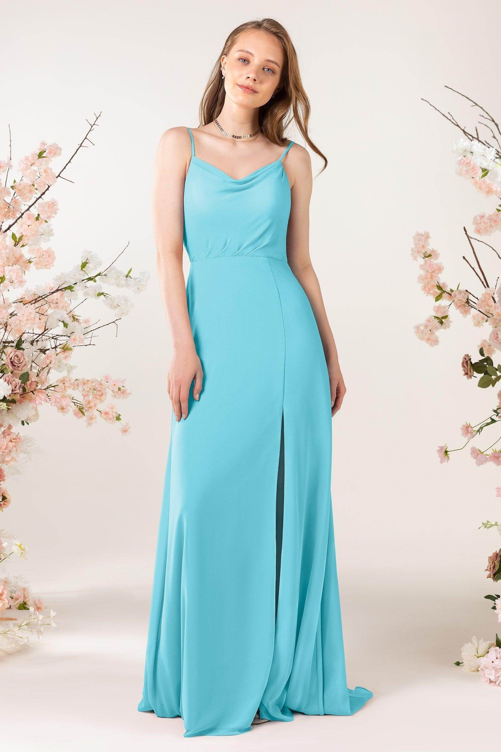 Sheath Sweep-Brush Train Chiffon Bridesmaid Dress CB0457