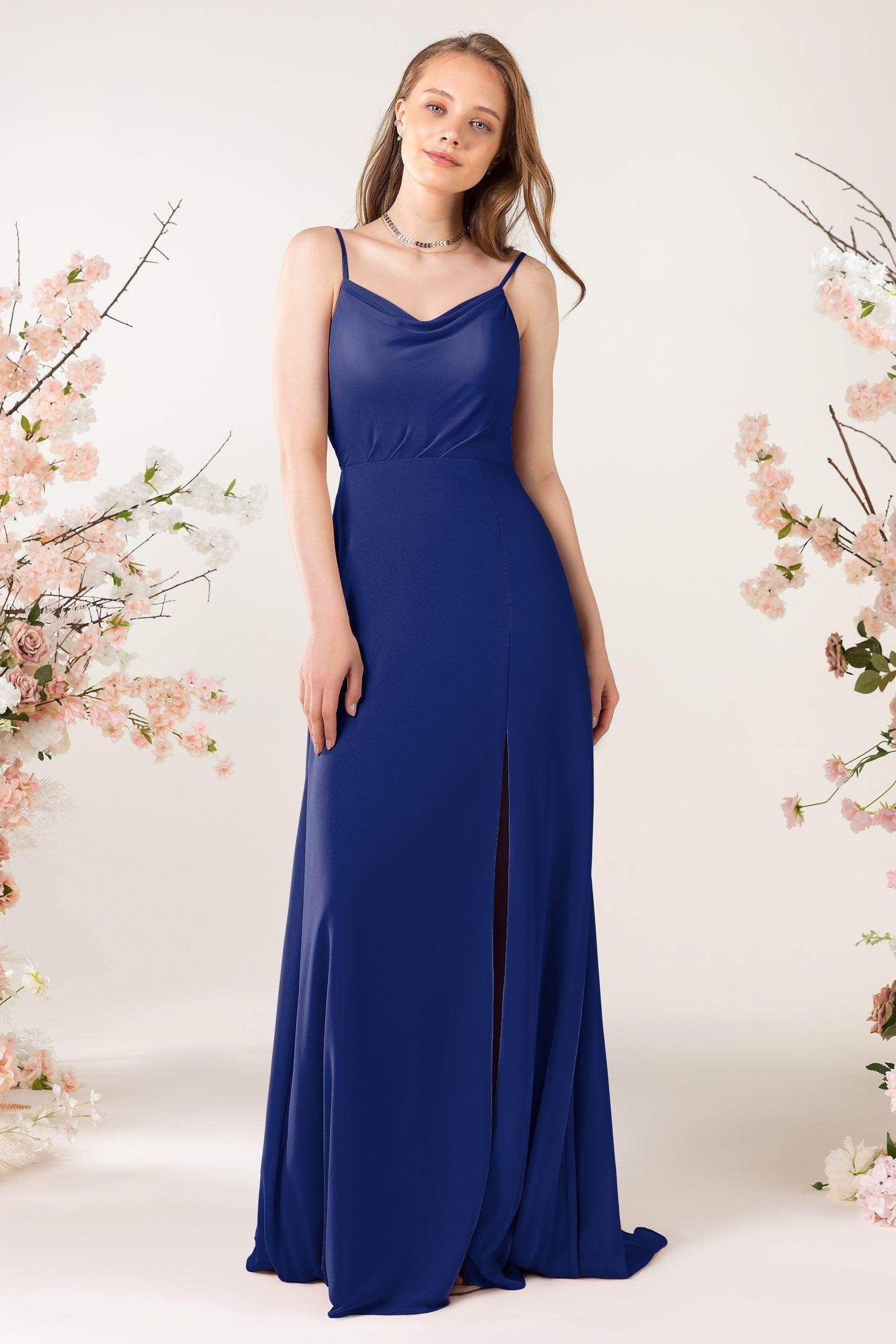 Sheath Sweep-Brush Train Chiffon Bridesmaid Dress CB0457