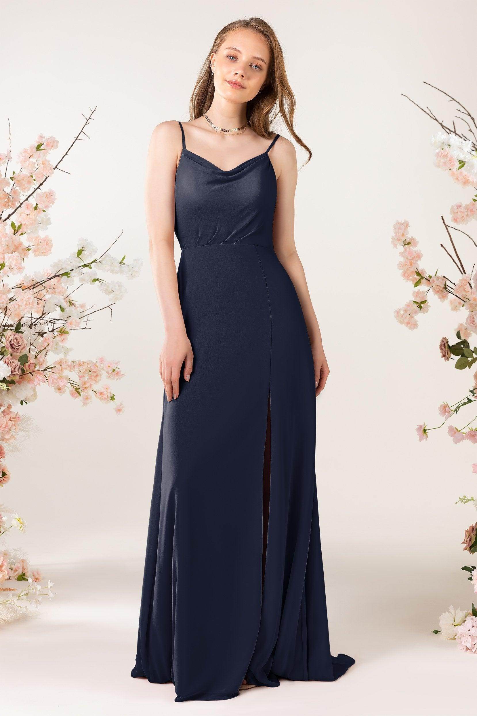 Sheath Sweep-Brush Train Chiffon Bridesmaid Dress CB0457