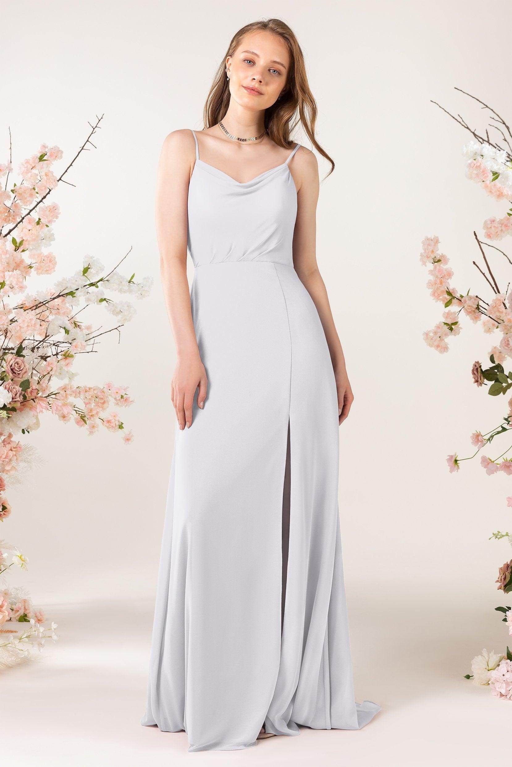 Sheath Sweep-Brush Train Chiffon Bridesmaid Dress CB0457