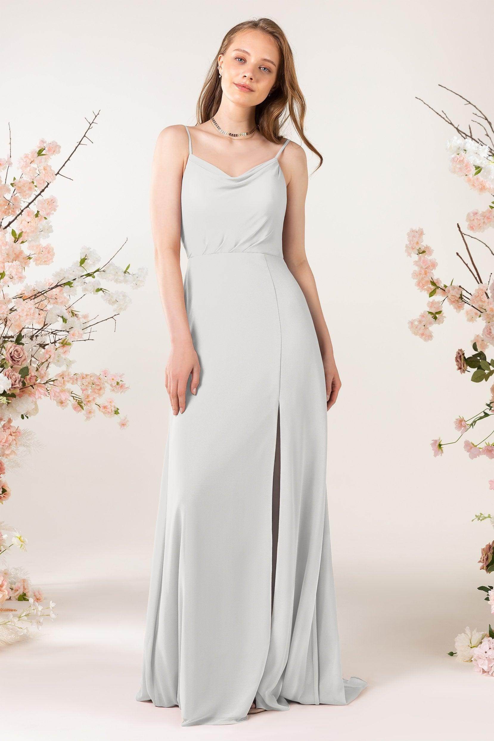 Sheath Sweep-Brush Train Chiffon Bridesmaid Dress CB0457